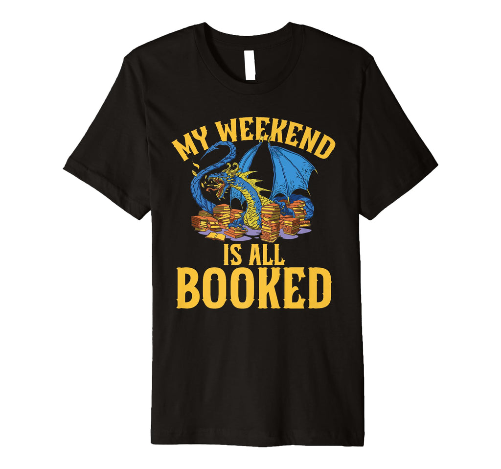 Dragon Reading My Weekend Is All T-Shirt - Custom Art Print for Adults - T-Shirt, Sweatshirt, Hoodie