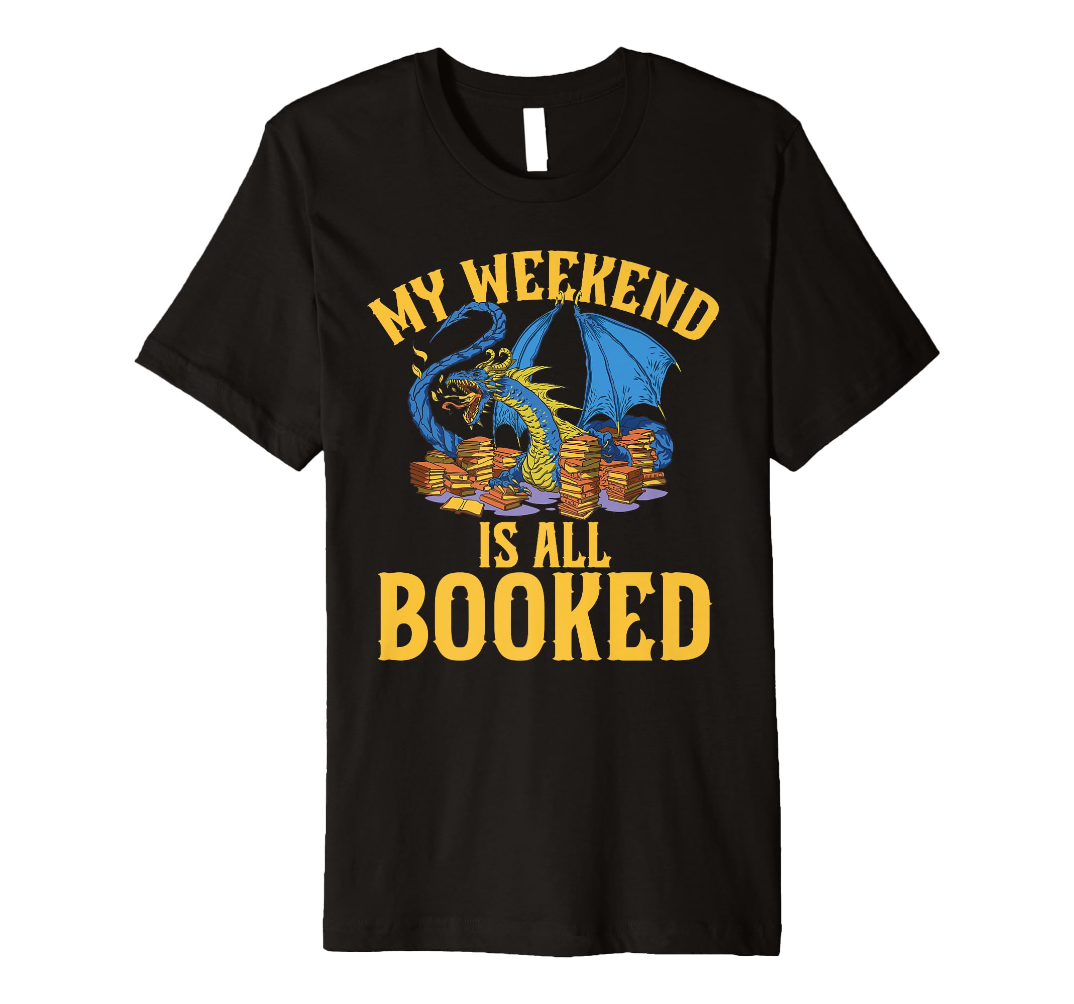 Dragon Reading My Weekend Is All T-Shirt - Custom Art Print for Adults - T-Shirt, Sweatshirt, Hoodie