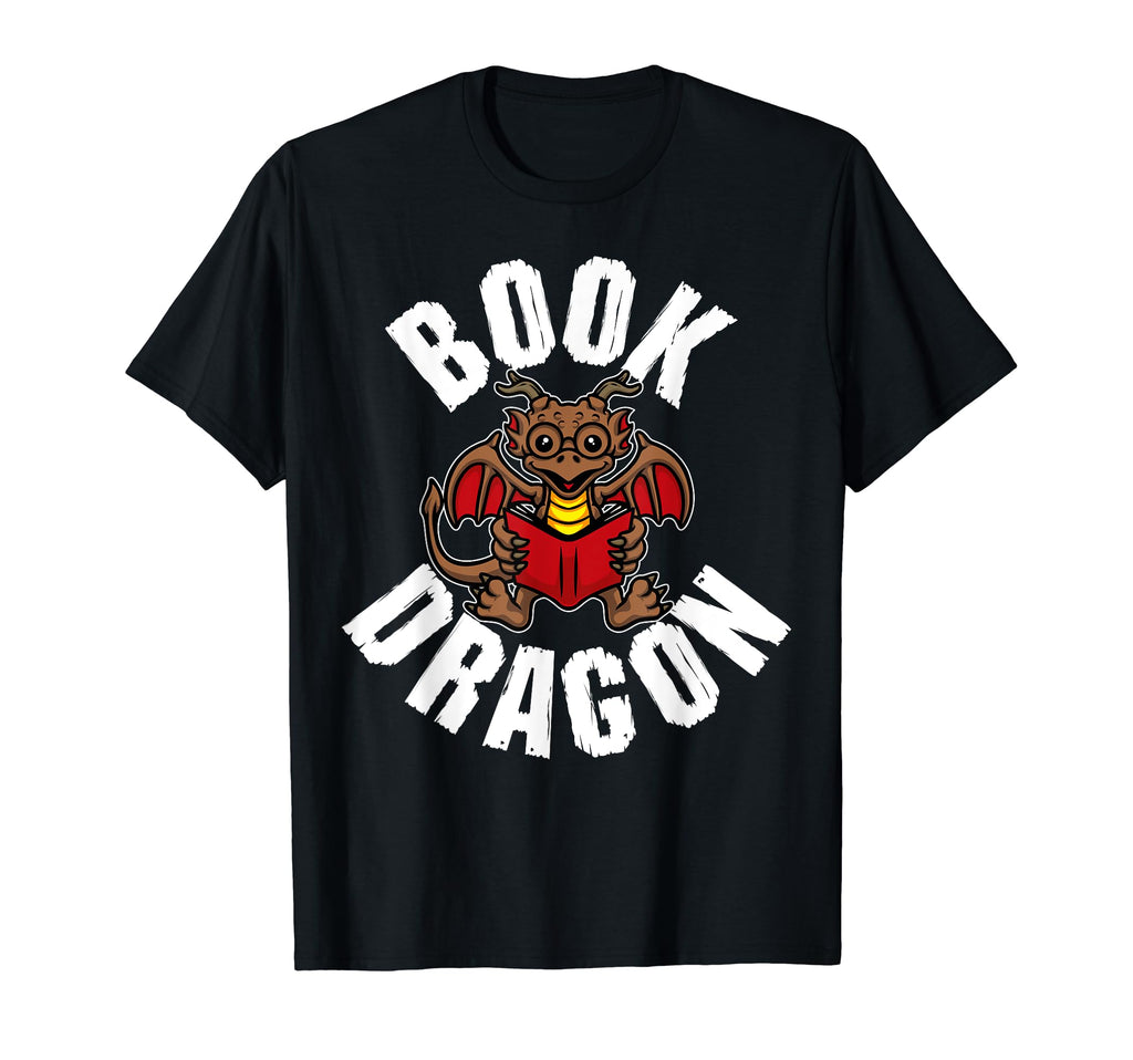 Book Dragon Reading Book Funny Dragon T-Shirt - Unique Graphic for Adults - T-Shirt, Sweatshirt, Hoodie
