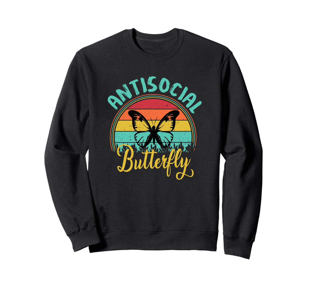 Antisocial Butterfly Funny Sunset Sweatshirt - Streetwear Style Men Women - T-Shirt, Sweatshirt, Hoodie