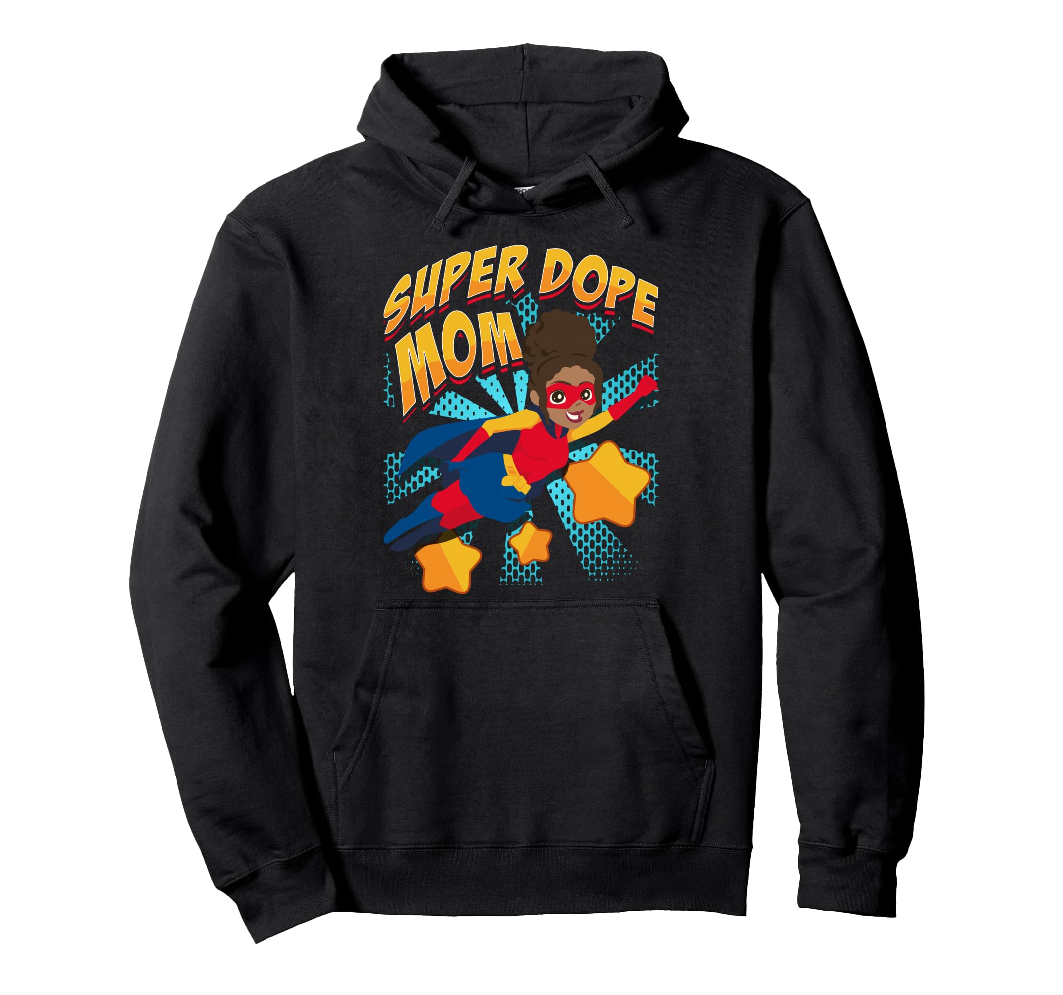 African American Superhero Mom Black Hoodie - Graphic Print for Adults - T-Shirt, Sweatshirt, Hoodie