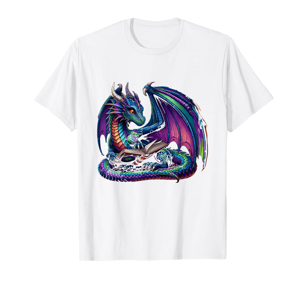 Dragon Reading Book Books Bookworm T-Shirt - Unique Graphic Men Women - T-Shirt, Sweatshirt, Hoodie