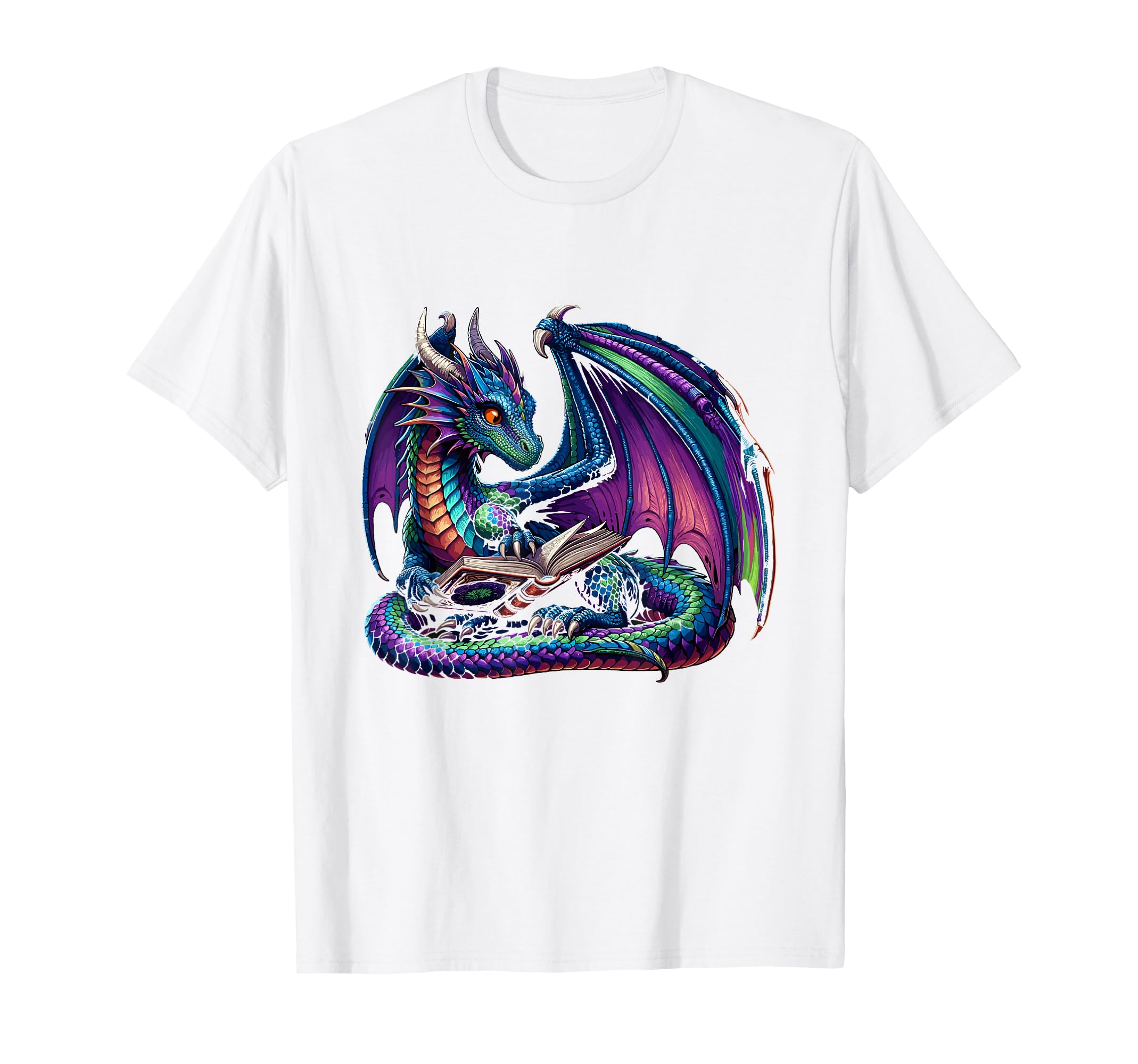 Dragon Reading Book Books Bookworm T-Shirt - Unique Graphic Men Women - T-Shirt, Sweatshirt, Hoodie