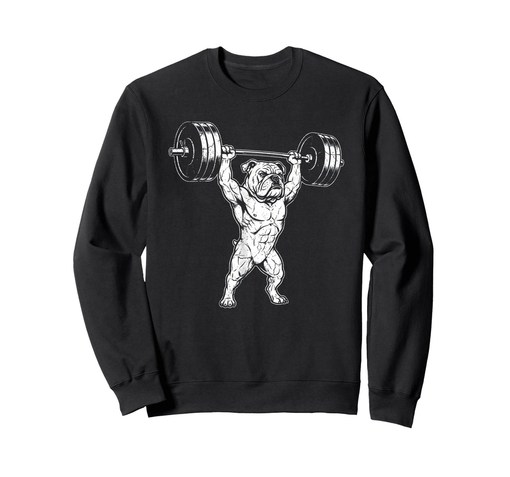 English Bulldog Weightlifting Gym Sweatshirt - Custom Art Print Unisex - T-Shirt, Sweatshirt, Hoodie