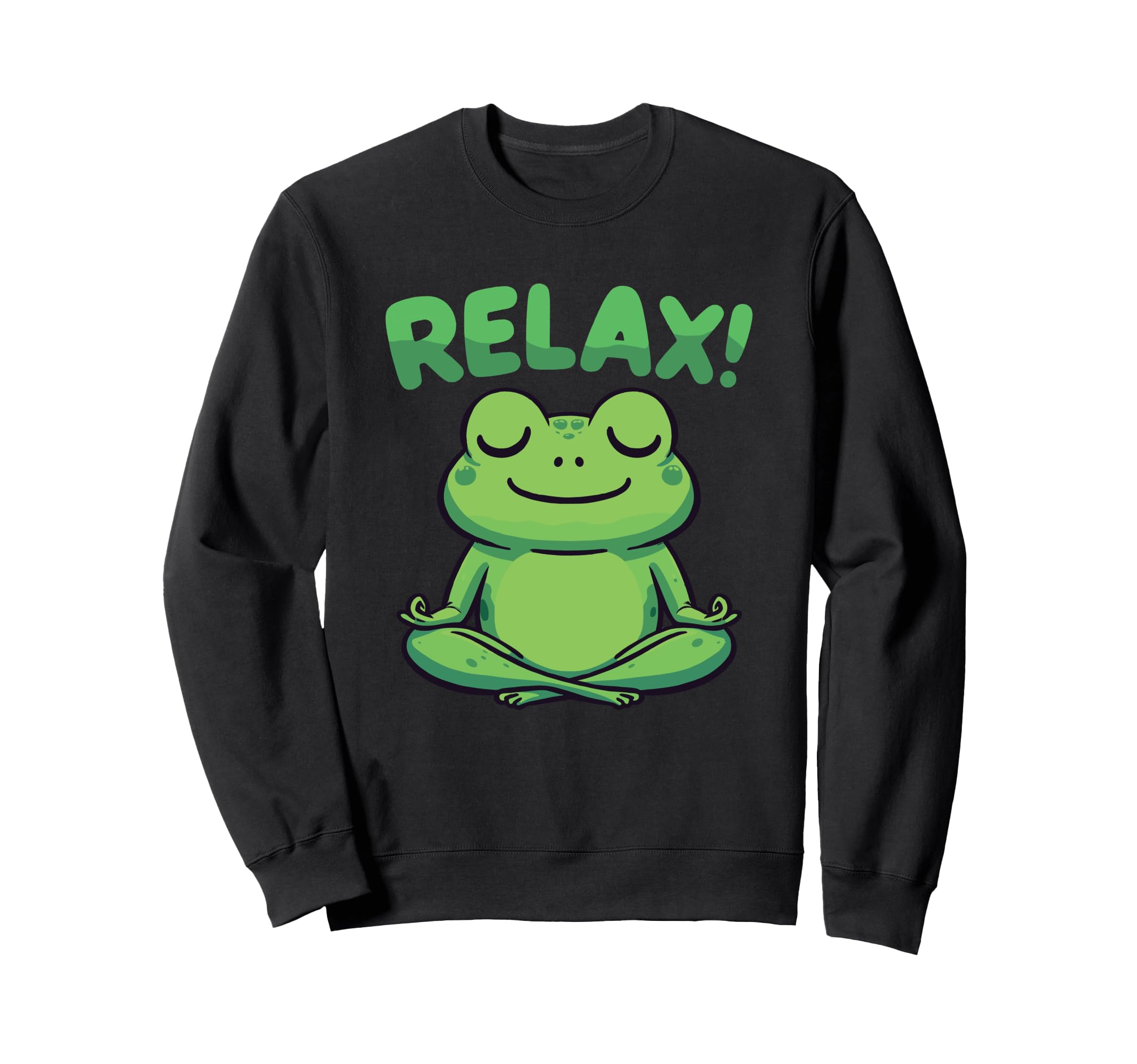 Relax Meditating Frog Toad Funny Yoga Sweatshirt - Graphic Print Unisex - T-Shirt, Sweatshirt, Hoodie