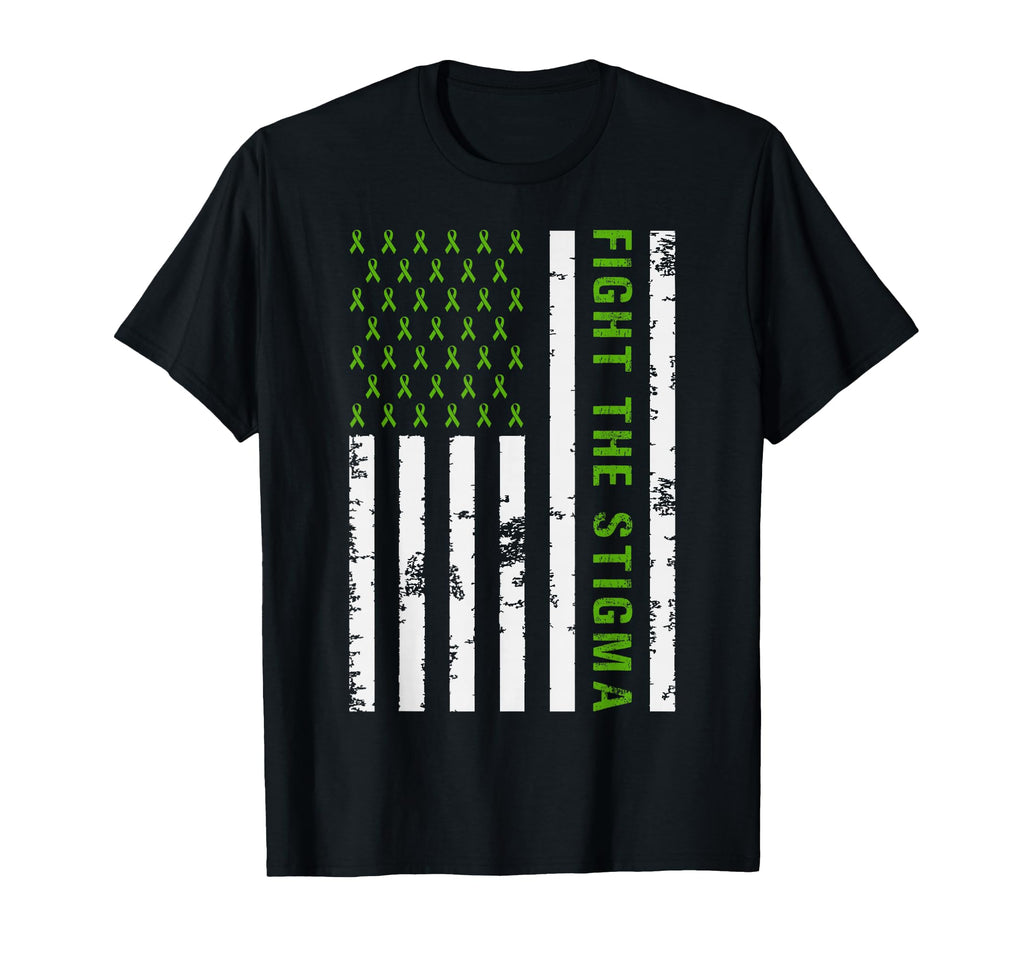 Fight Stigma Ribbon American Flag T-Shirt - Casual Everyday Wear Men Women - T-Shirt, Sweatshirt, Hoodie