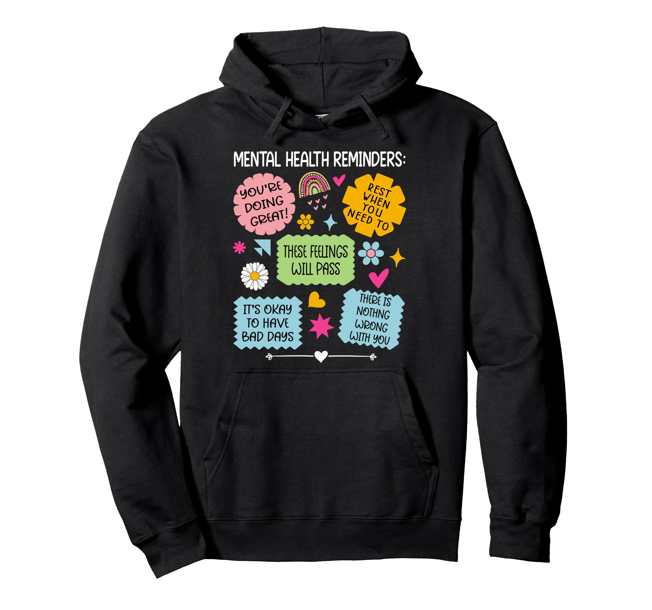 Mental Health Reminders Green Ribbon Hoodie - Minimalist Print for Adults - T-Shirt, Sweatshirt, Hoodie
