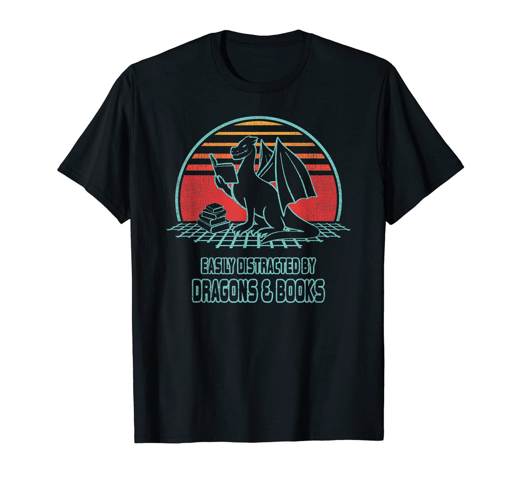 Dragon Reading Book 80S Library T-Shirt - Novelty Apparel Men Women - T-Shirt, Sweatshirt, Hoodie