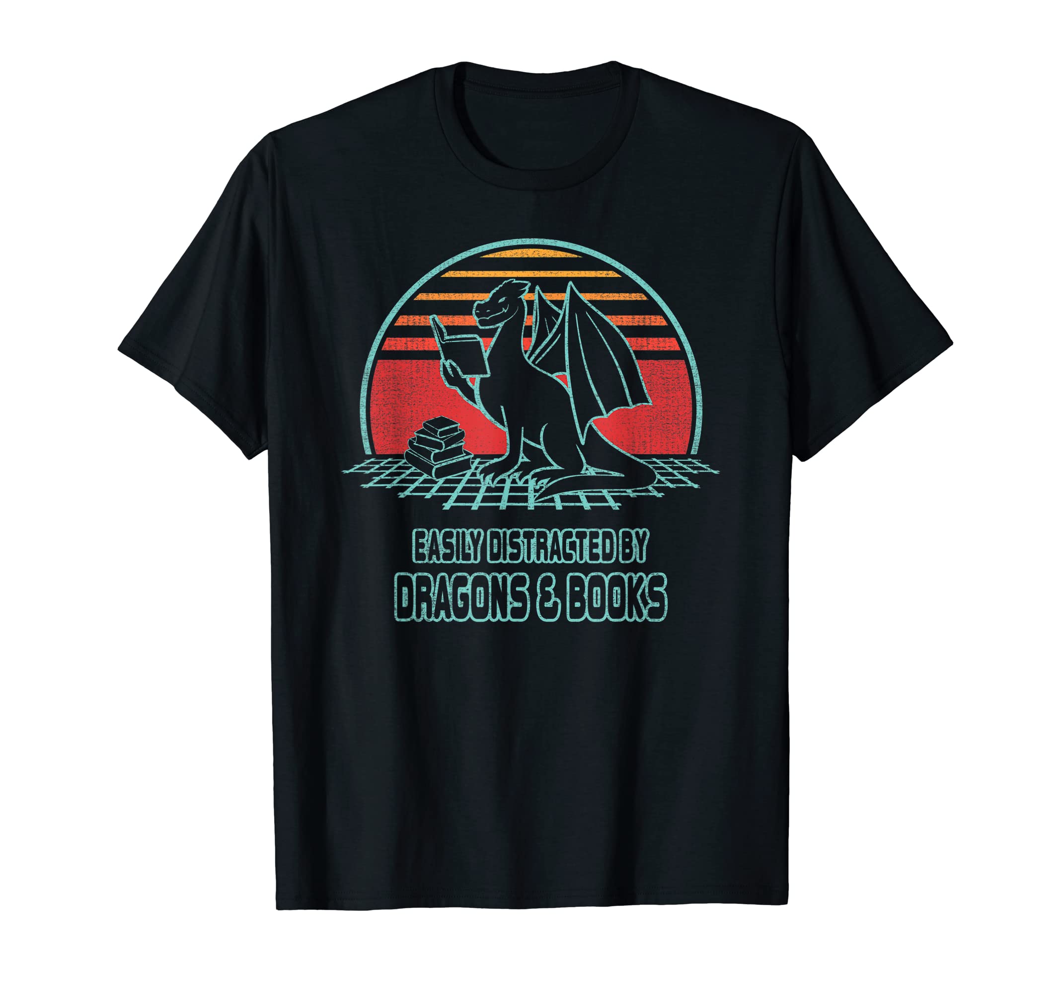 Dragon Reading Book 80S Library T-Shirt - Novelty Apparel Men Women - T-Shirt, Sweatshirt, Hoodie