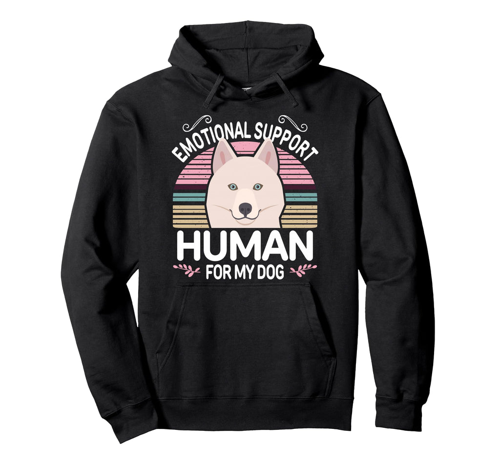White Husky Dog Emotional Support Hoodie - Fun Novelty Design Men Women - T-Shirt, Sweatshirt, Hoodie