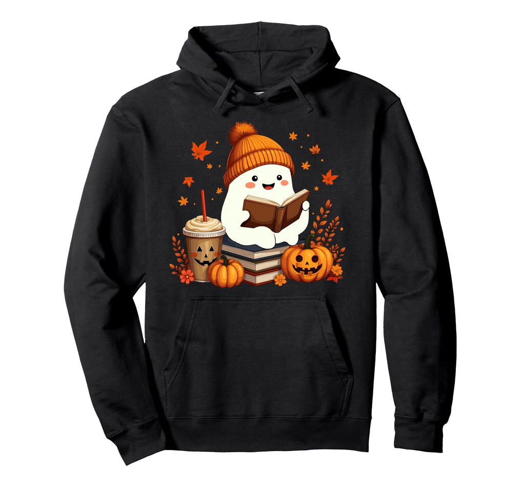 Ghost Reading Book Lovers Halloween Hoodie - Casual Everyday Wear Unisex - T-Shirt, Sweatshirt, Hoodie