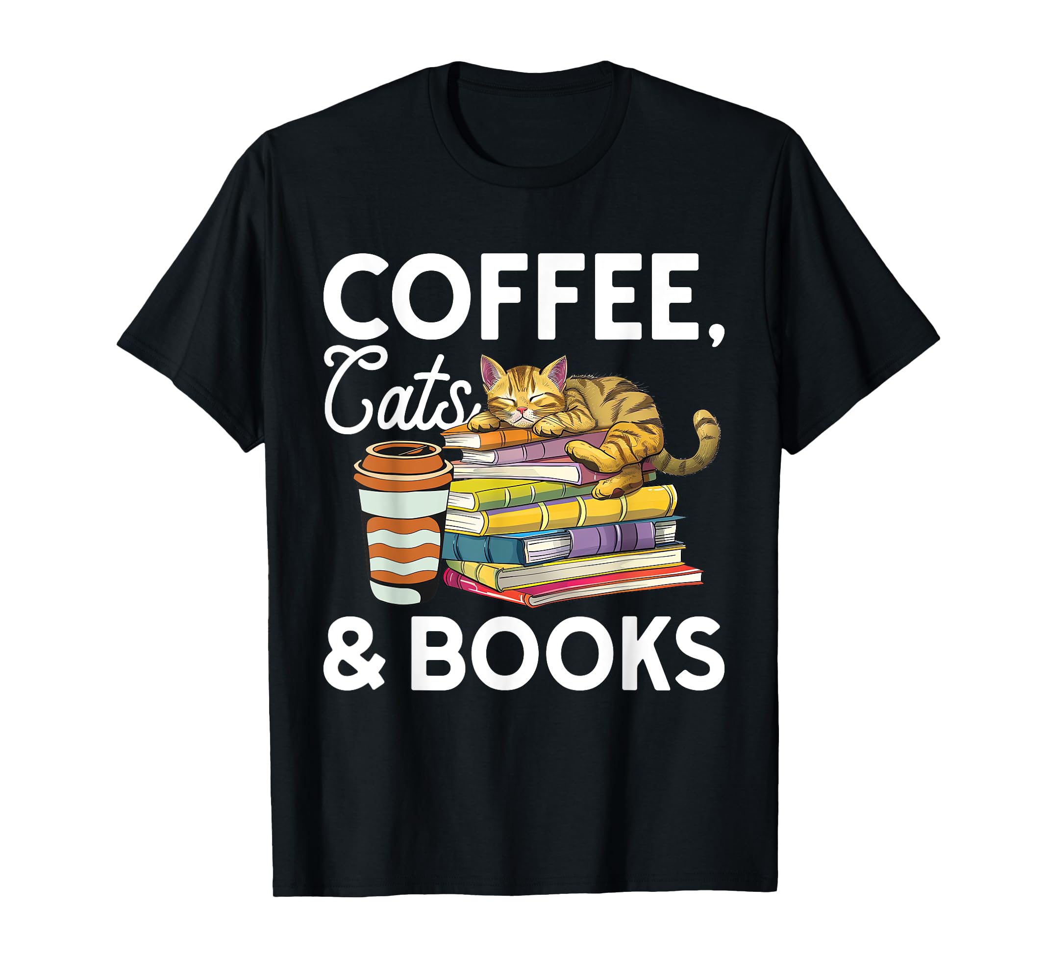 Coffee Book Reading Shirts Cat Lover T-Shirt - Aesthetic Graphic for Adults - T-Shirt, Sweatshirt, Hoodie