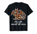 Just Who Loves Dragons And Books Library Art T-Shirt - Graphic Print Unisex - T-Shirt, Sweatshirt, Hoodie