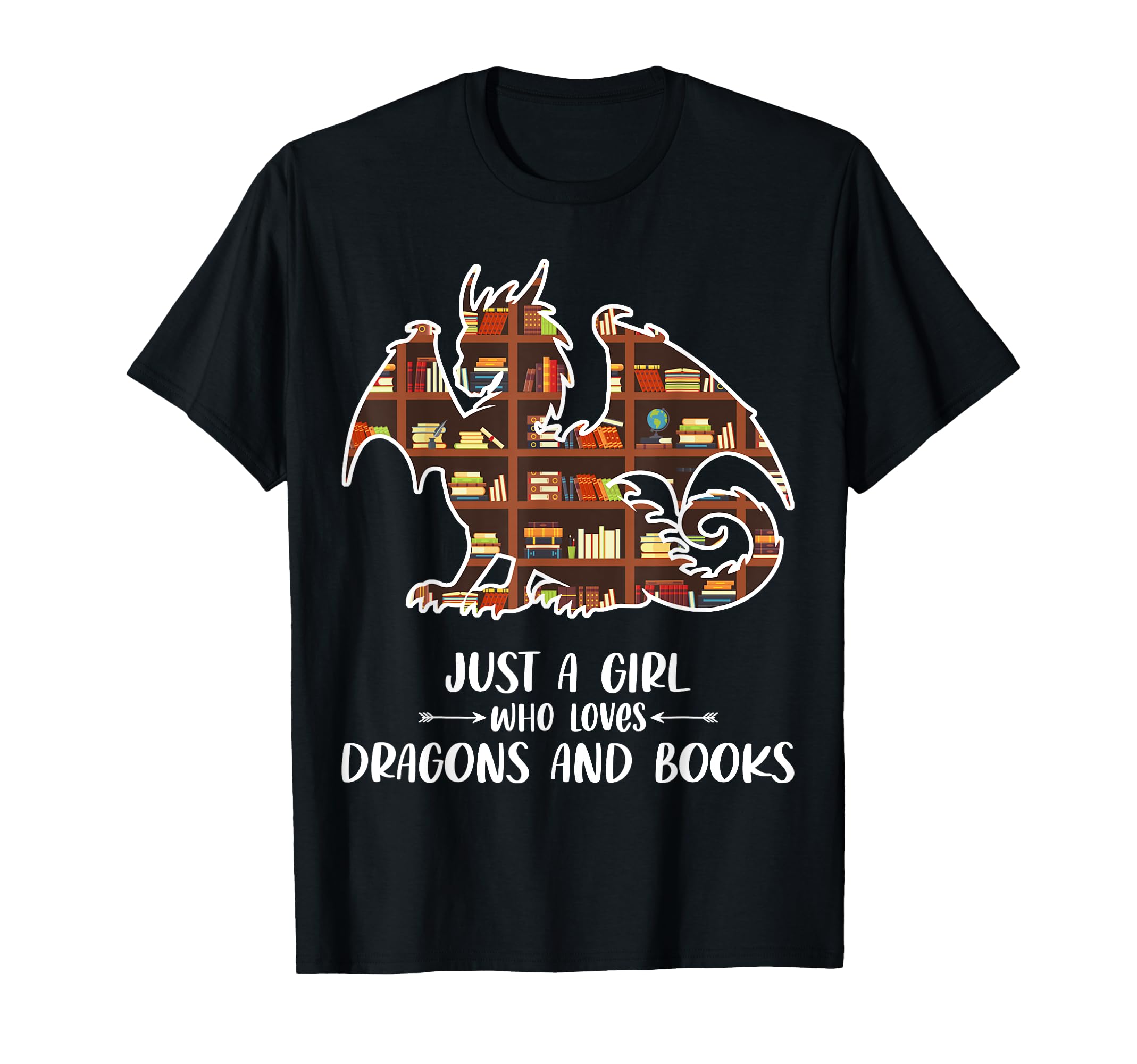 Just Who Loves Dragons And Books Library Art T-Shirt - Graphic Print Unisex - T-Shirt, Sweatshirt, Hoodie