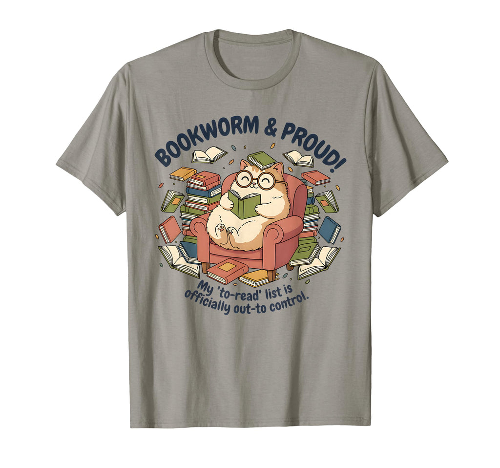 Funny Bookworm Book Lover Reader Cat T-Shirt - Graphic Print for Adults - T-Shirt, Sweatshirt, Hoodie