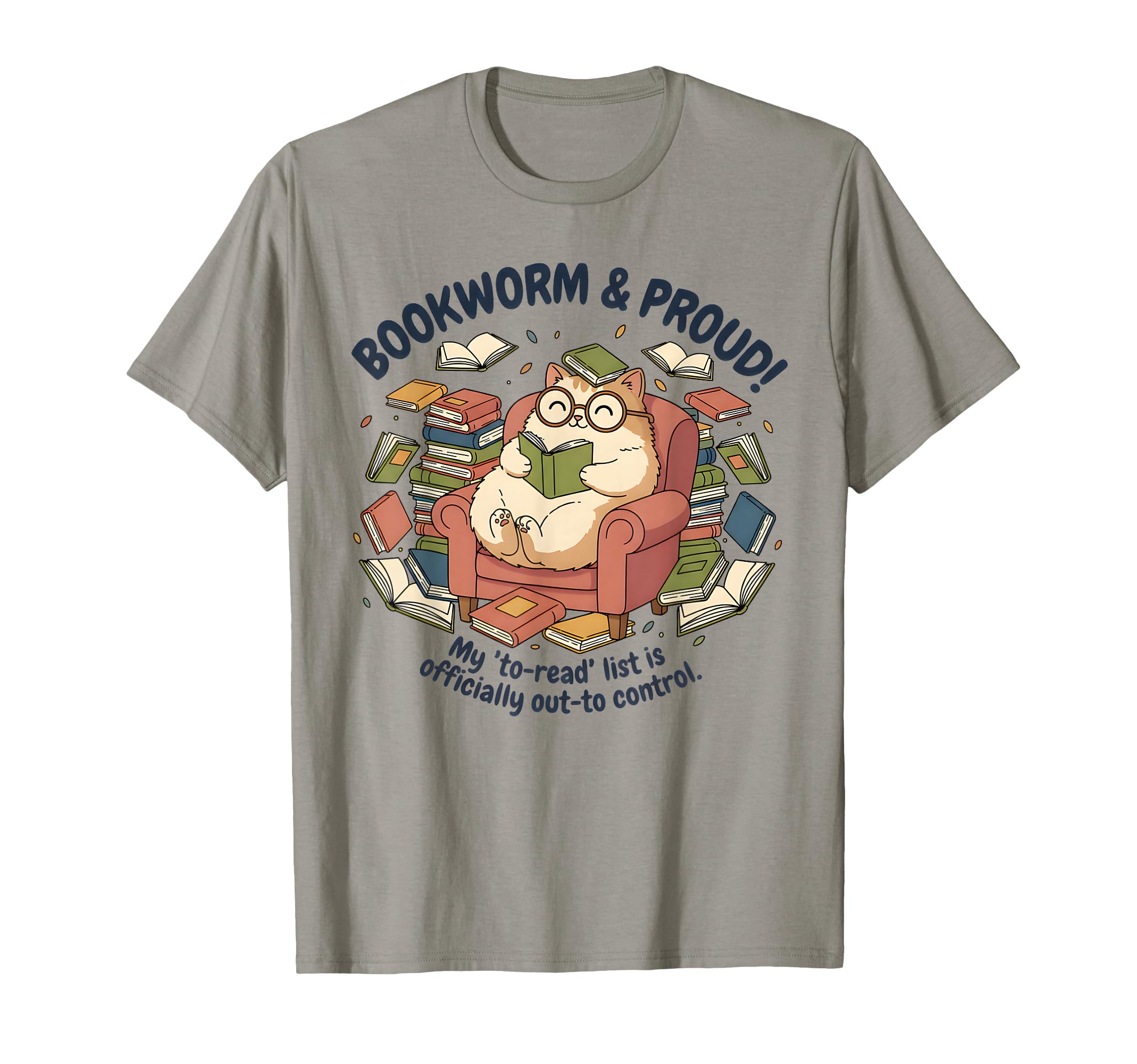 Funny Bookworm Book Lover Reader Cat T-Shirt - Graphic Print for Adults - T-Shirt, Sweatshirt, Hoodie