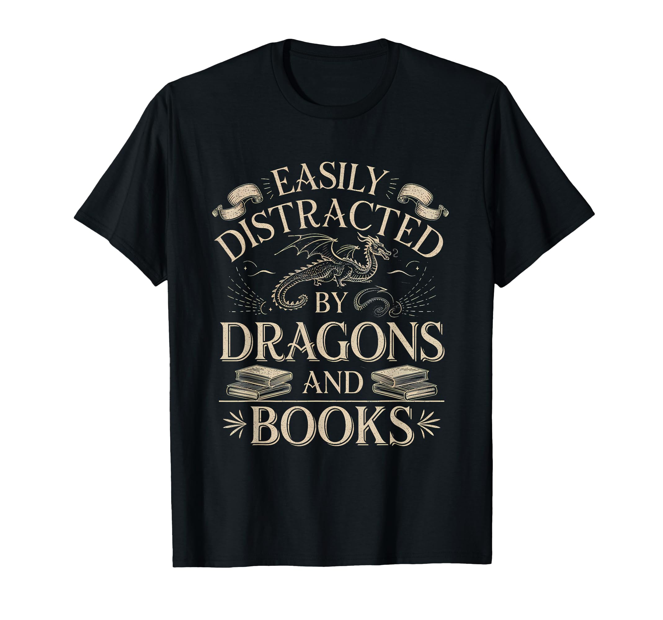Easily Distracted Books Dragons Funny T-Shirt - Trendy Graphic for Adults - T-Shirt, Sweatshirt, Hoodie