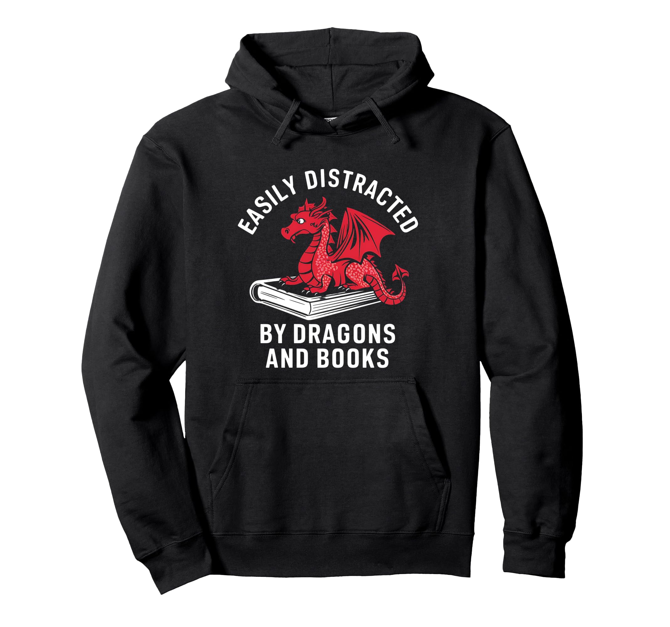 Easily Distracted Dragons And Books Hoodie - Unique Graphic Unisex - T-Shirt, Sweatshirt, Hoodie