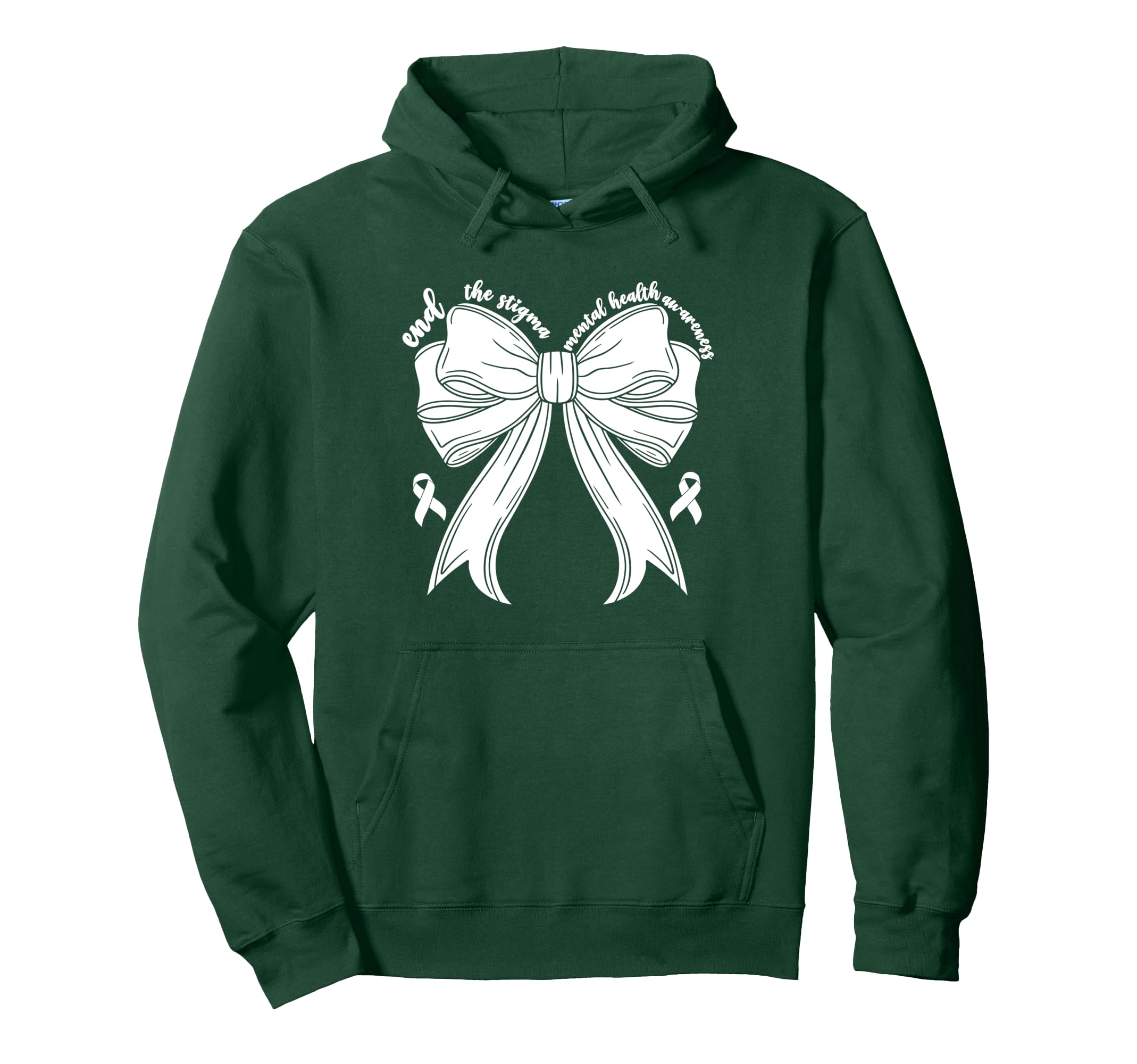 End Stigma Mental Health Awareness Month Bow Hoodie - Unique Graphic Unisex - T-Shirt, Sweatshirt, Hoodie