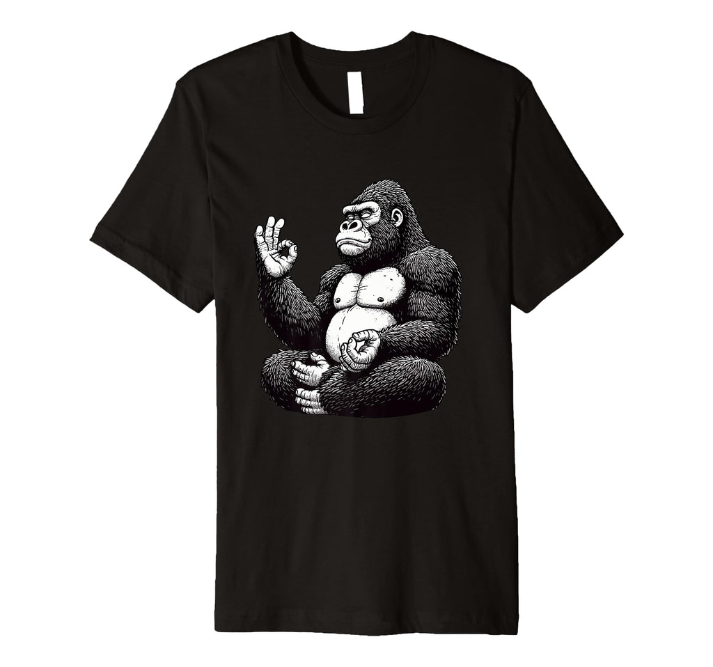Meditation Gorilla Yoga Pose Relaxing T-Shirt - Unique Graphic Men Women - T-Shirt, Sweatshirt, Hoodie