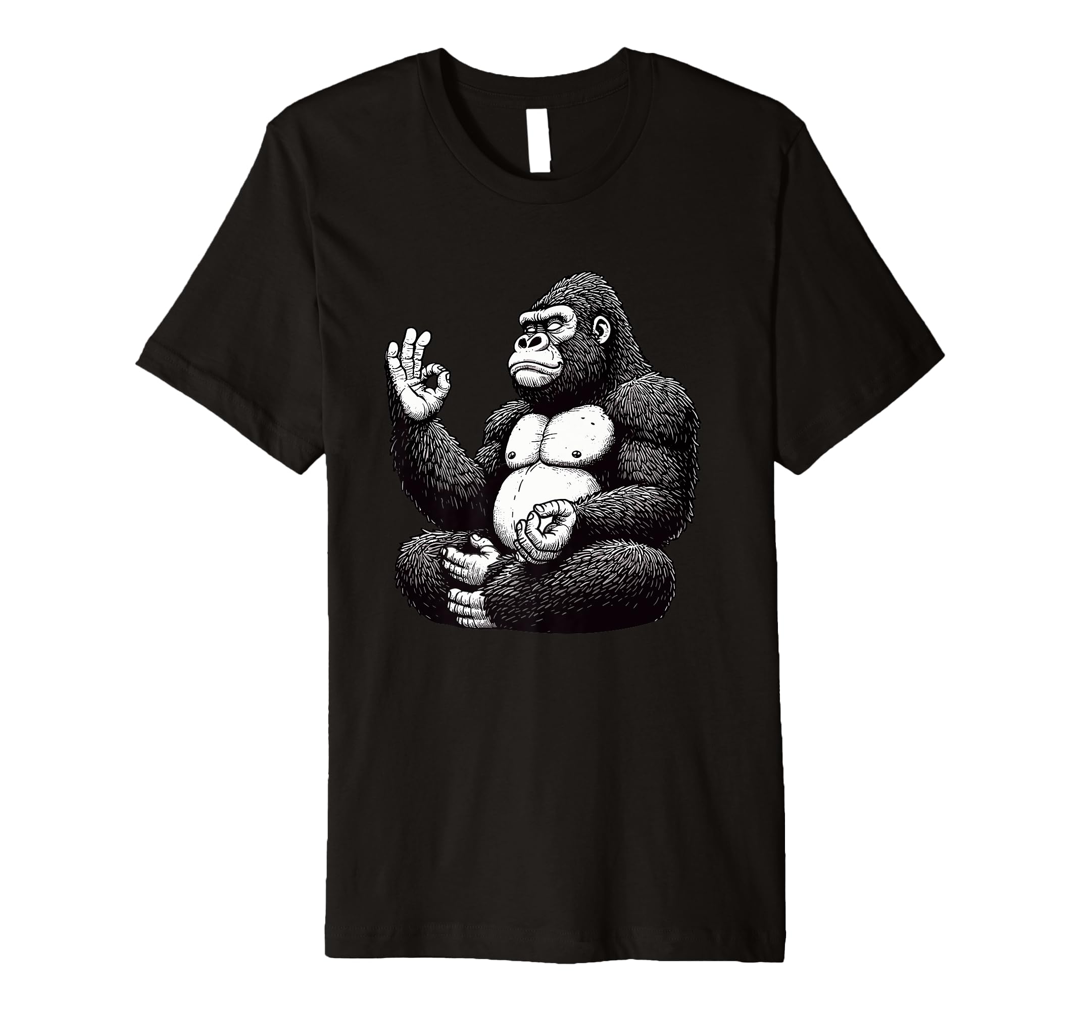 Meditation Gorilla Yoga Pose Relaxing T-Shirt - Unique Graphic Men Women - T-Shirt, Sweatshirt, Hoodie