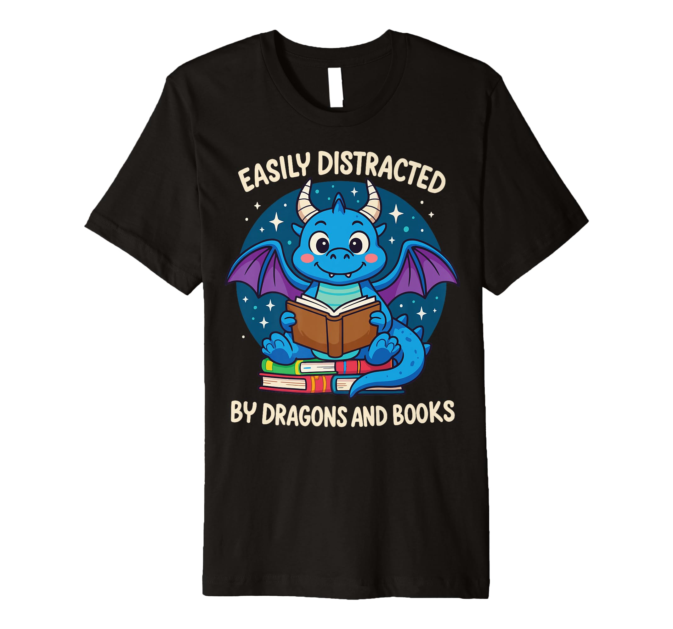 Easily Distracted Dragons And Books T-Shirt - Graphic Print Men Women - T-Shirt, Sweatshirt, Hoodie