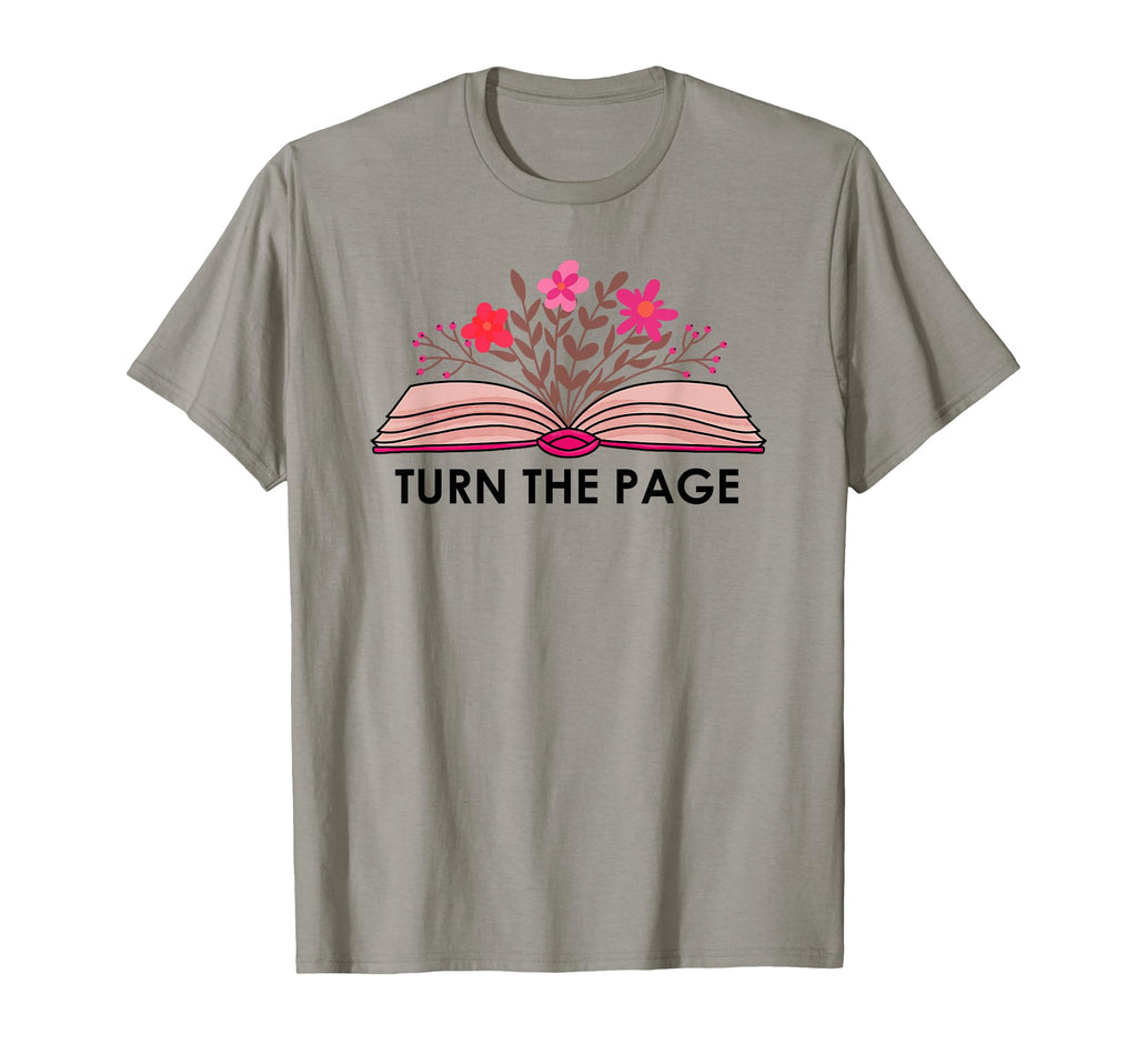 Turn Page Teacher Floral Book T-Shirt - Casual Everyday Wear Men Women - T-Shirt, Sweatshirt, Hoodie