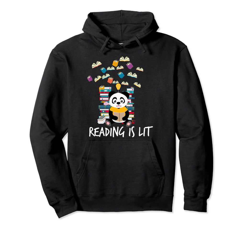 Panda Bear Bookworm Reading Is Lit Book Hoodie - Streetwear Style Unisex - T-Shirt, Sweatshirt, Hoodie