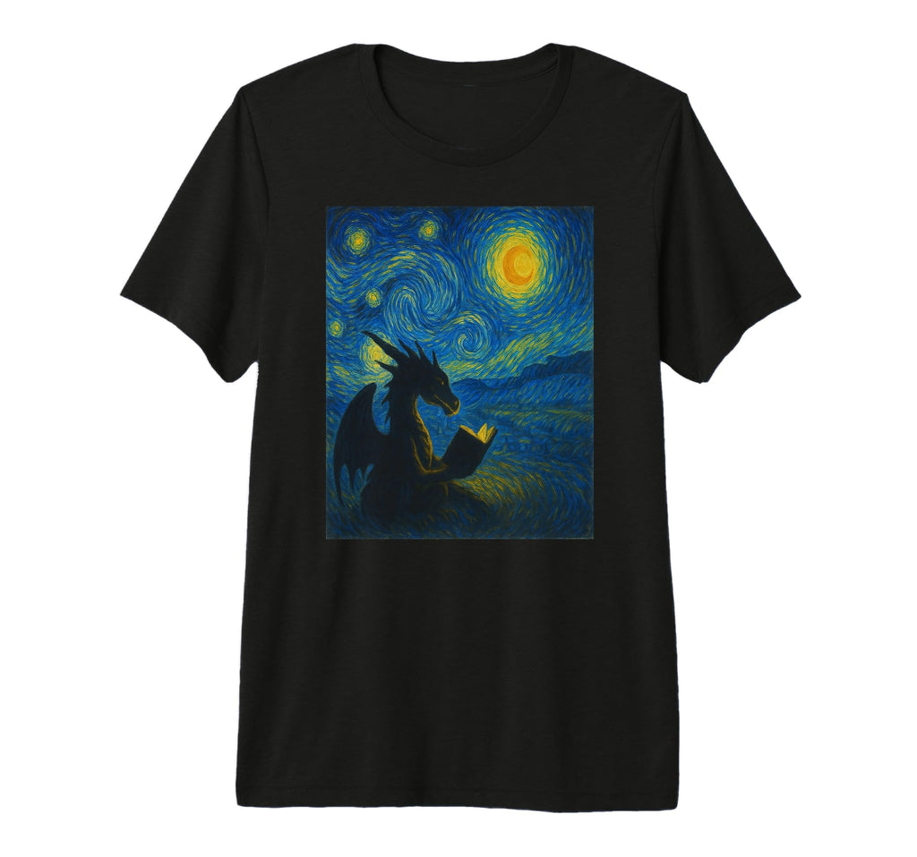 Van Gogh Starry Night Fantasy Reader T-Shirt - Trendy Graphic Unisex - T-Shirt, Sweatshirt, Hoodie