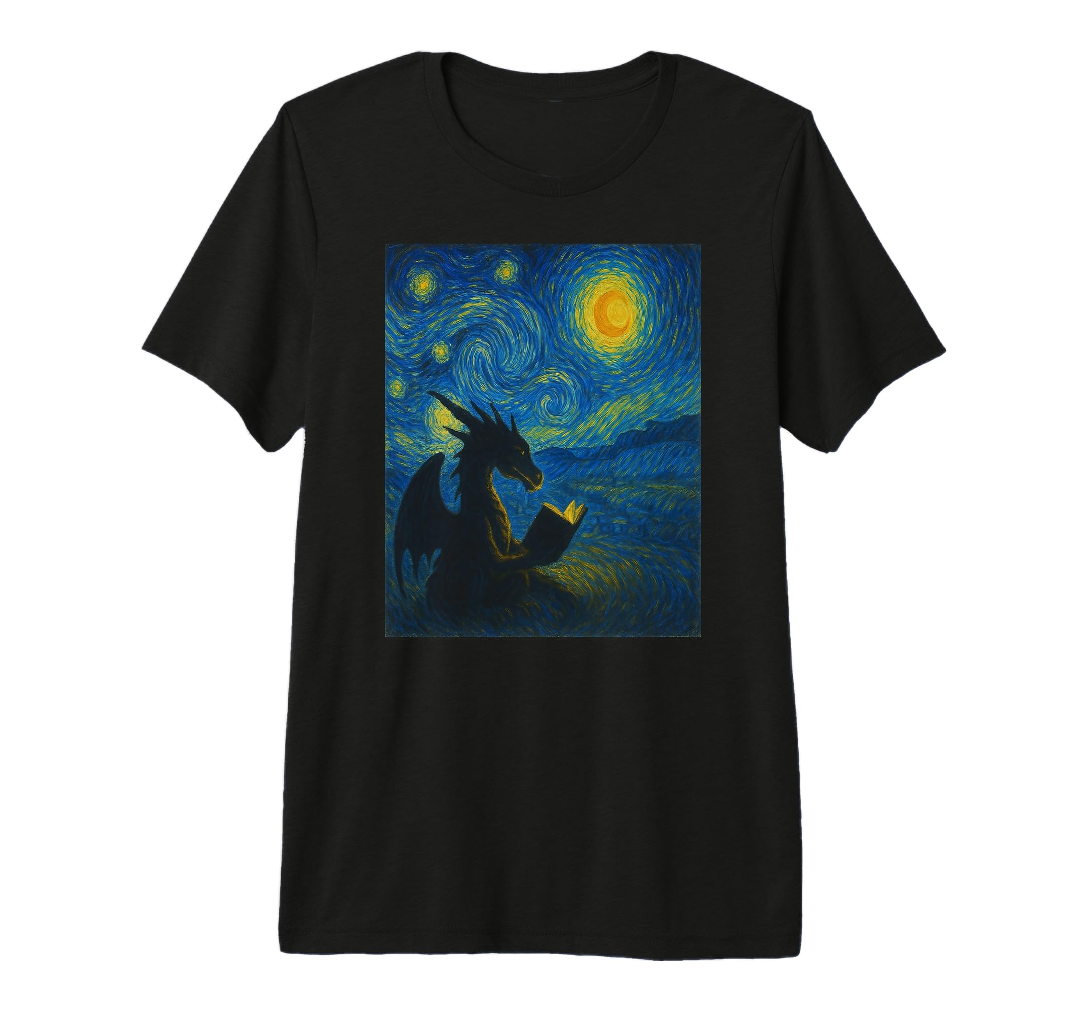 Van Gogh Starry Night Fantasy Reader T-Shirt - Trendy Graphic Unisex - T-Shirt, Sweatshirt, Hoodie