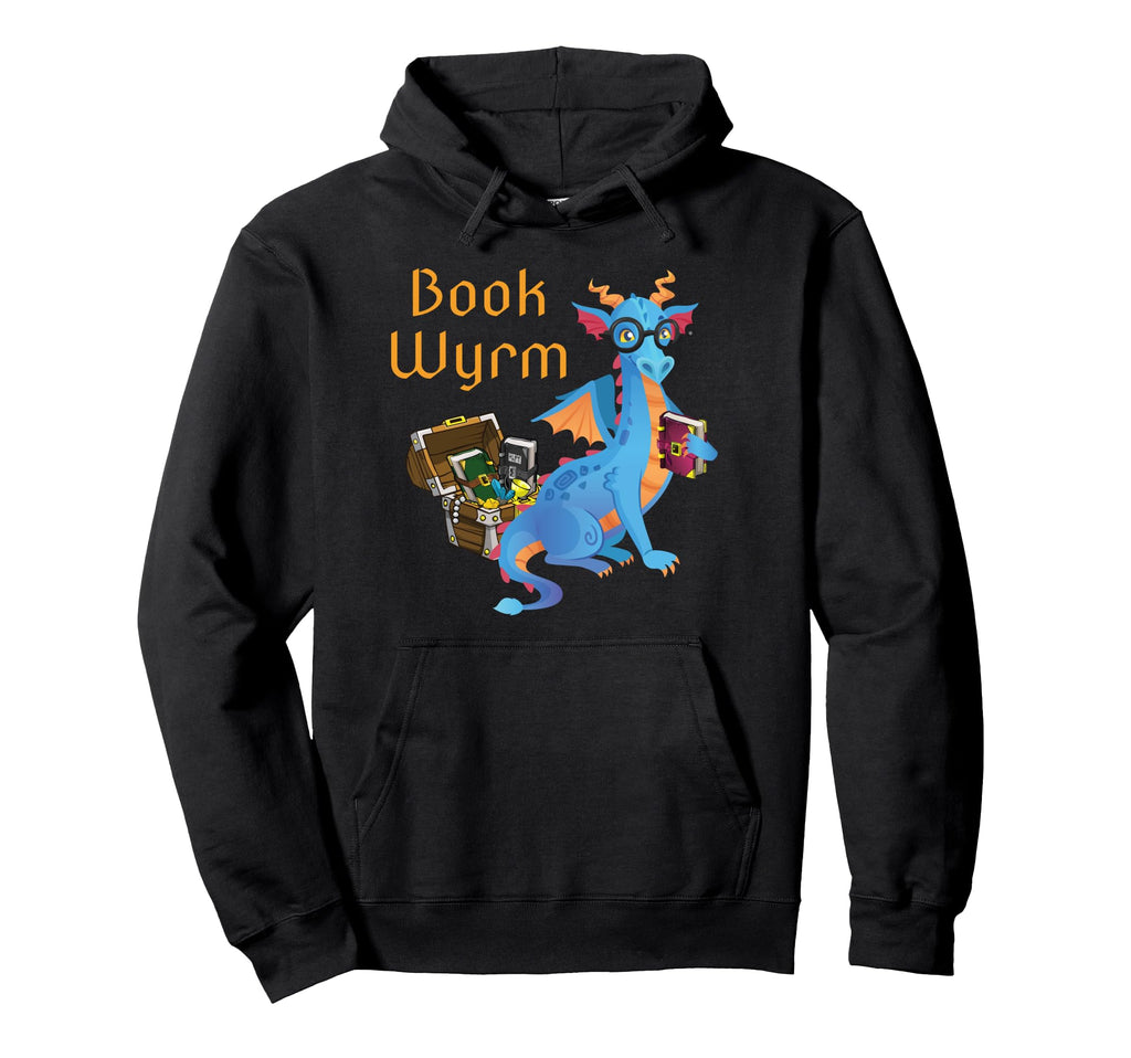 Wyrm Reading Dragon Fantasy Book Lover Hoodie - Custom Art Print Unisex - T-Shirt, Sweatshirt, Hoodie