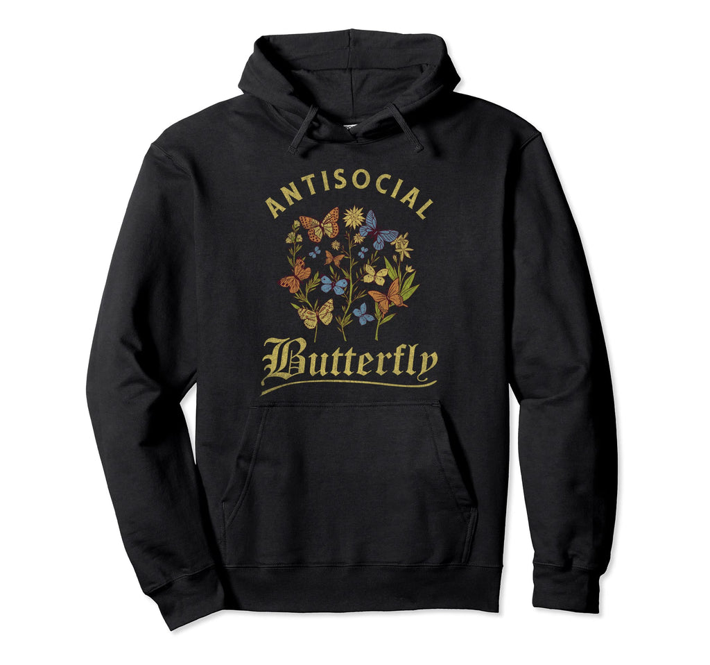 Antisocial Butterfly Fairy Grunge Hoodie - Custom Art Print Unisex - T-Shirt, Sweatshirt, Hoodie