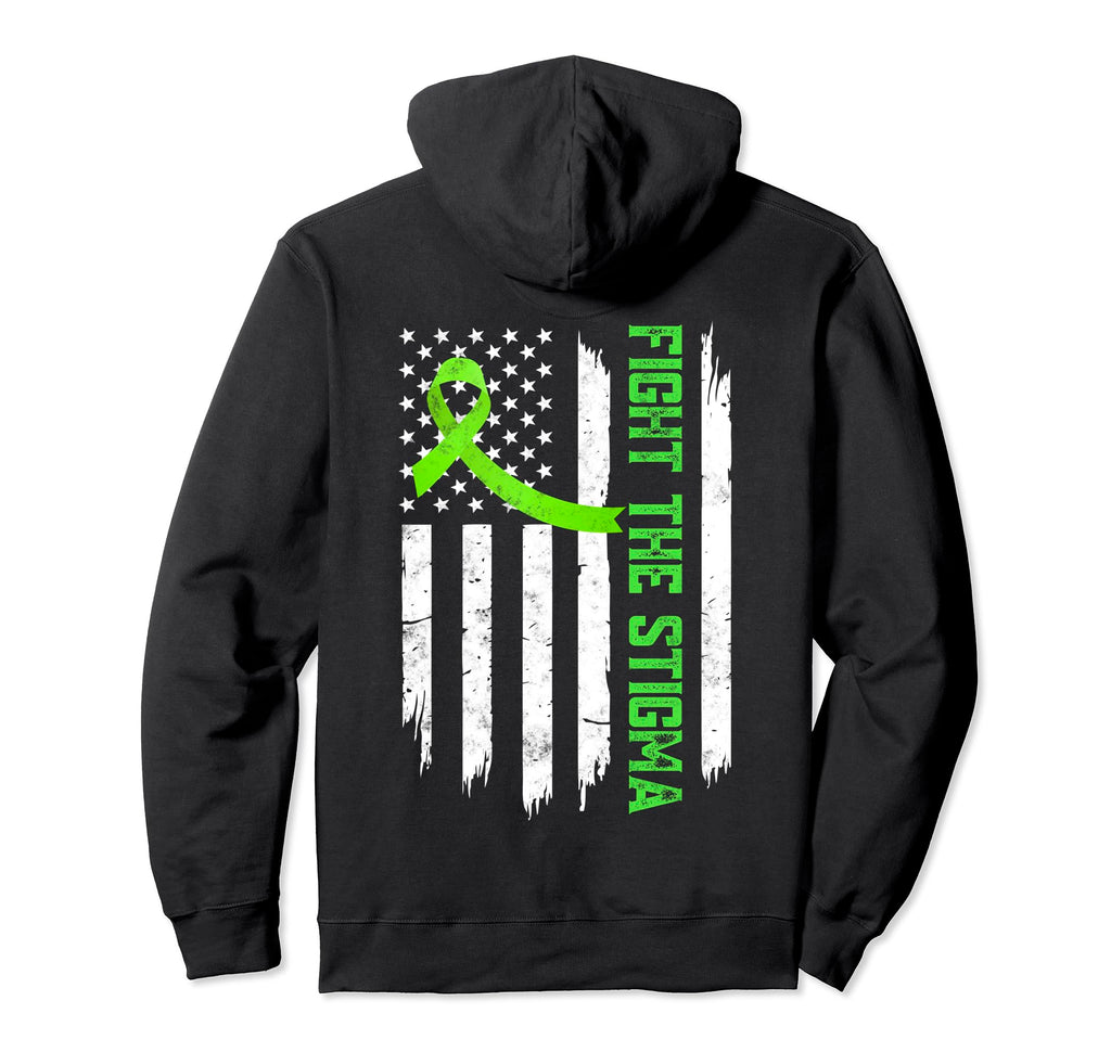 Fight Stigma American Flag Mental Hoodie - Minimalist Print Men Women - T-Shirt, Sweatshirt, Hoodie