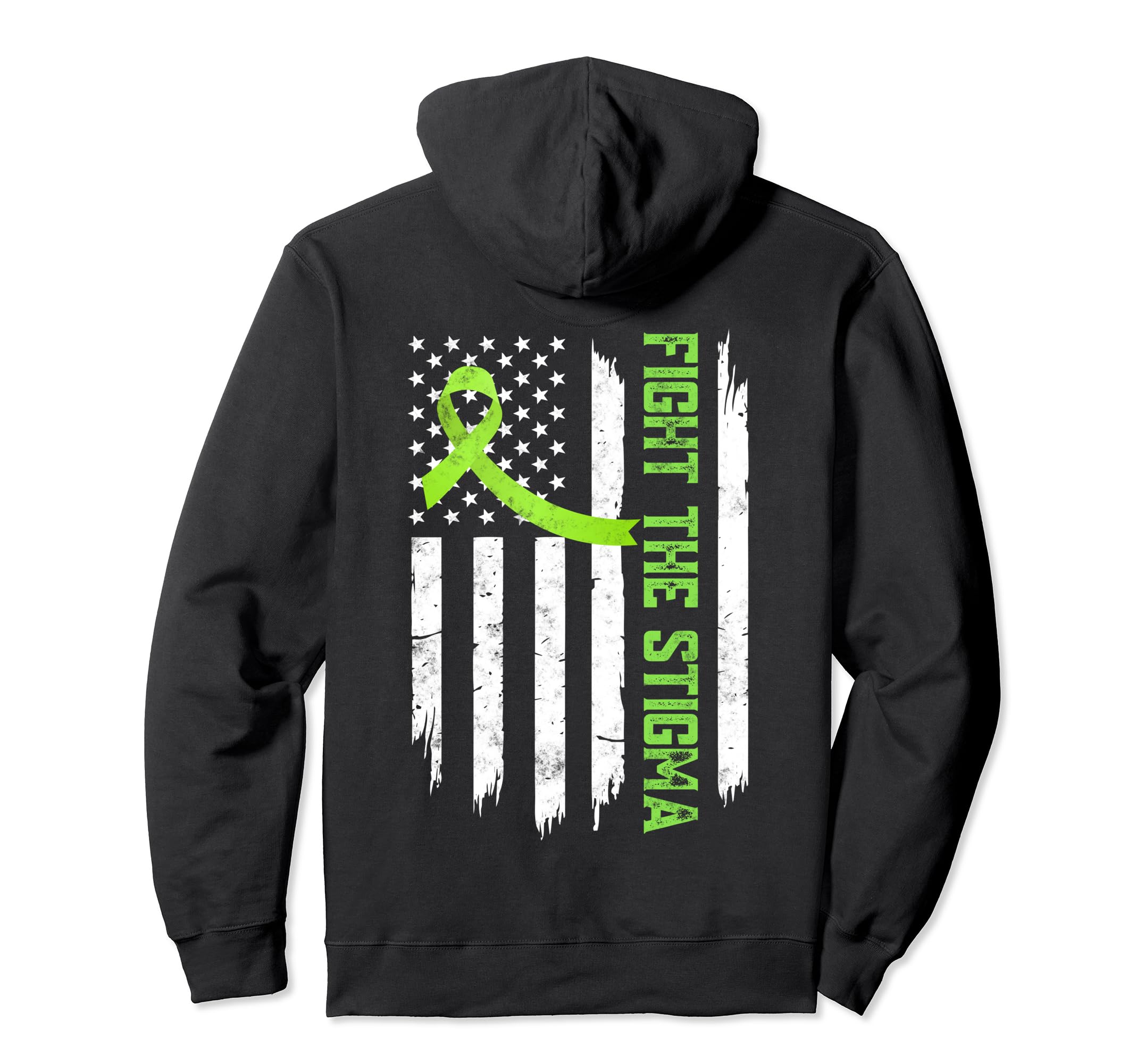 Fight Stigma American Flag Mental Hoodie - Minimalist Print Men Women - T-Shirt, Sweatshirt, Hoodie
