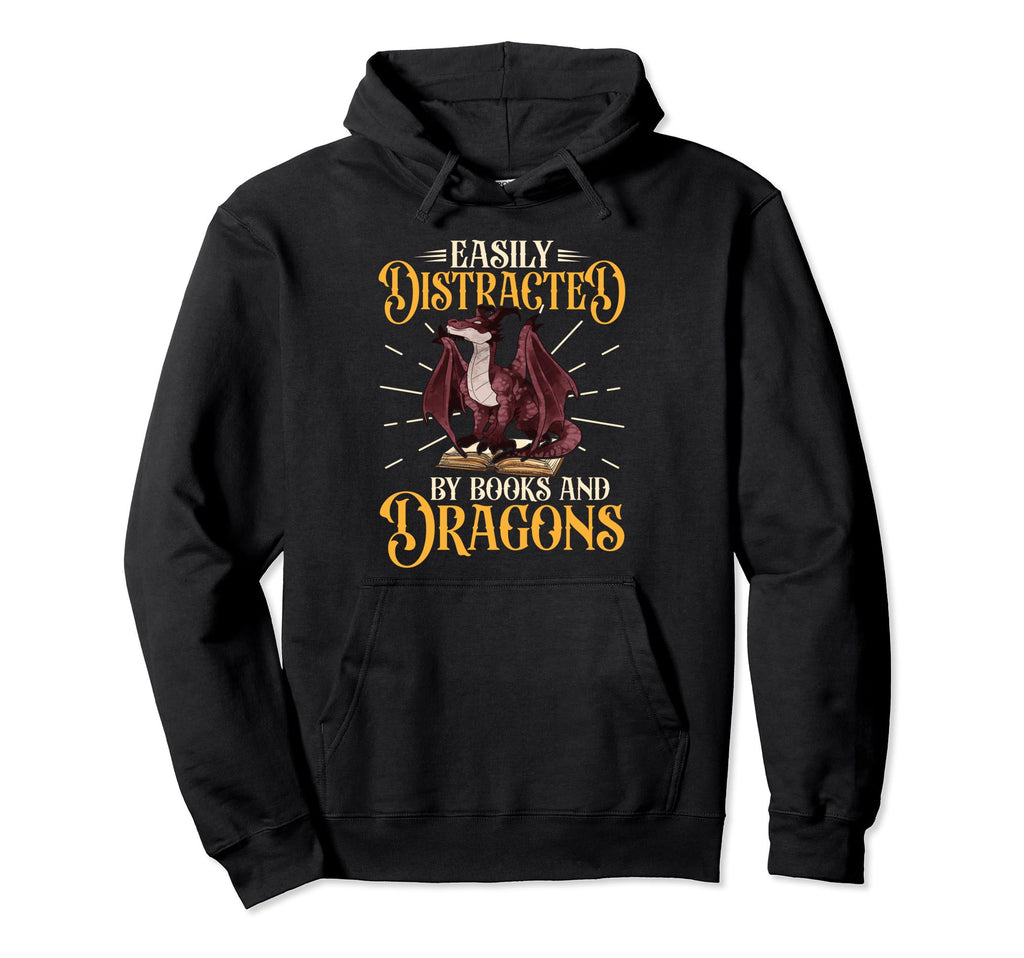 Book Nerd Easily Distracted Books Hoodie - Casual Everyday Wear Men Women - T-Shirt, Sweatshirt, Hoodie