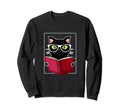 Nerd Cat Book Animals Black Male Sweatshirt - Trendy Graphic for Adults - T-Shirt, Sweatshirt, Hoodie