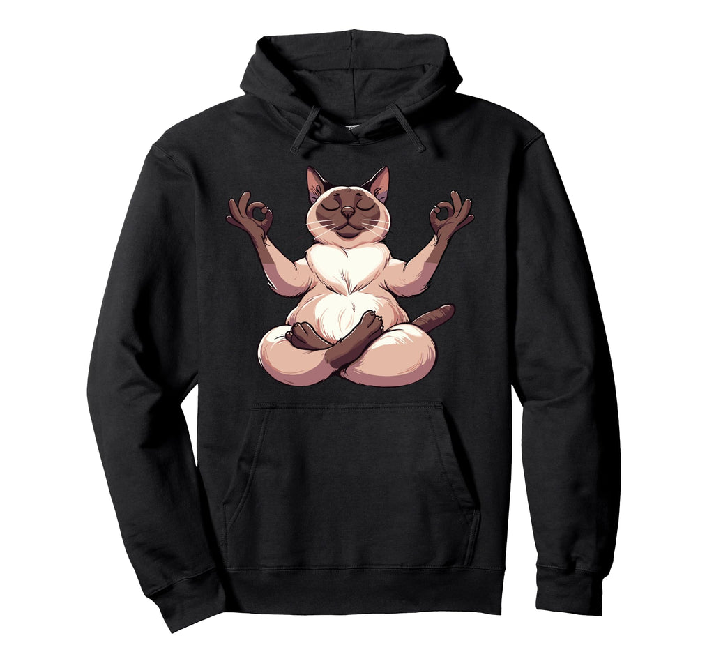 Meditation Siamese Yoga Pose Relaxing Hoodie - Aesthetic Graphic Men Women - T-Shirt, Sweatshirt, Hoodie