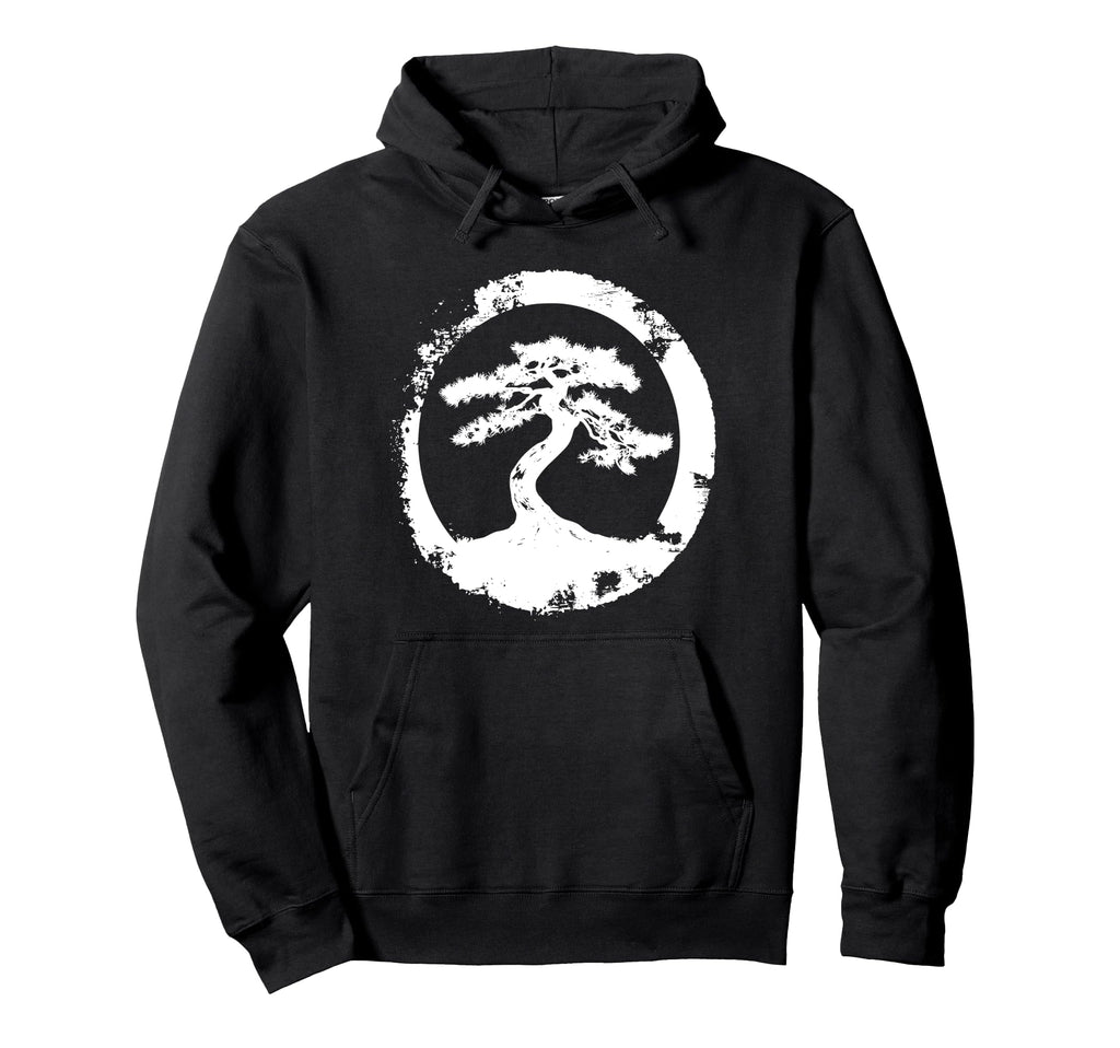 Bonsai Tree Silhouette Enso Circle Zen Hoodie - Custom Art Print Men Women - T-Shirt, Sweatshirt, Hoodie