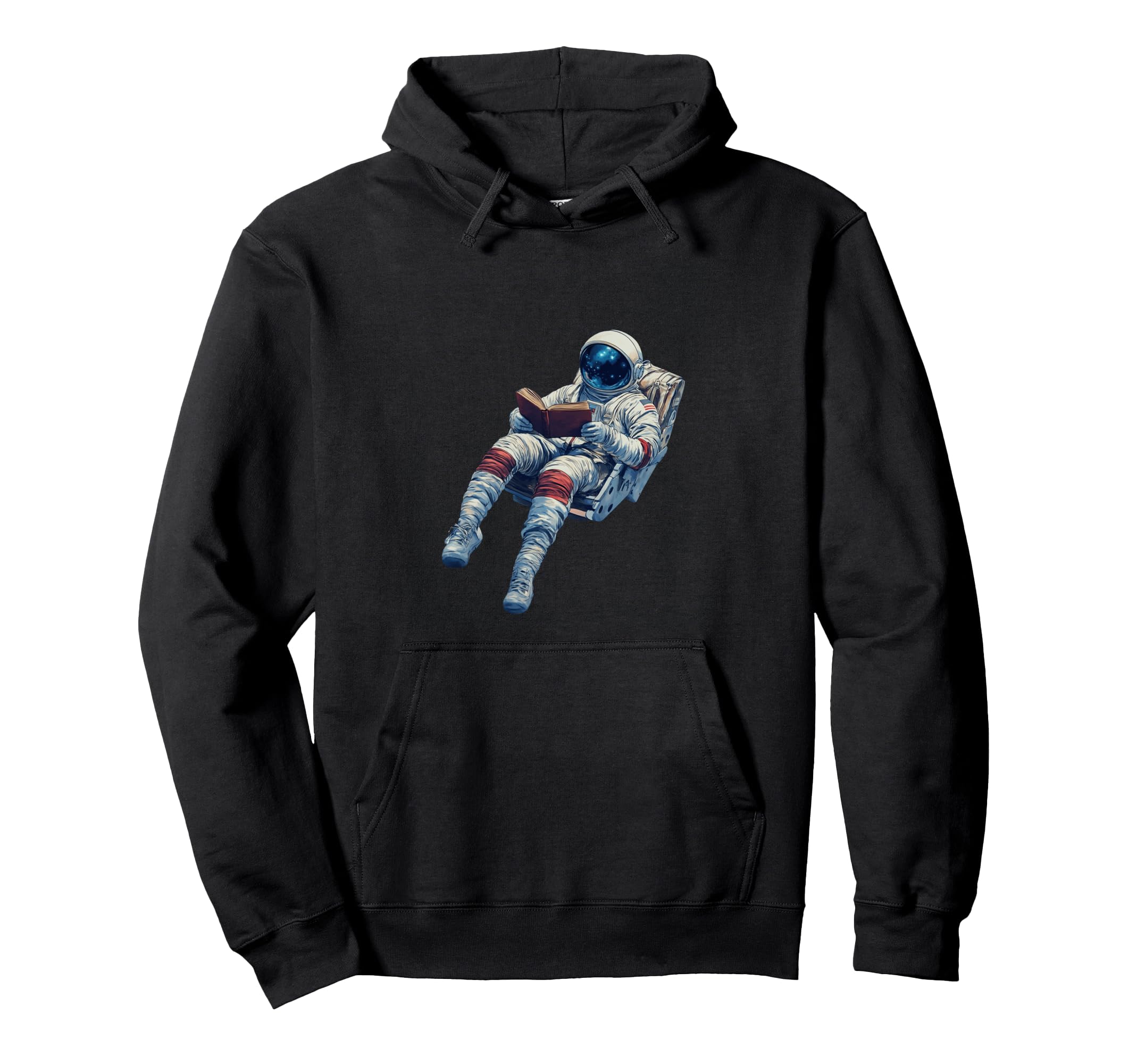 Astronaut Reading Book Sci Fi Enthusiast Hoodie - Unique Graphic Unisex - T-Shirt, Sweatshirt, Hoodie