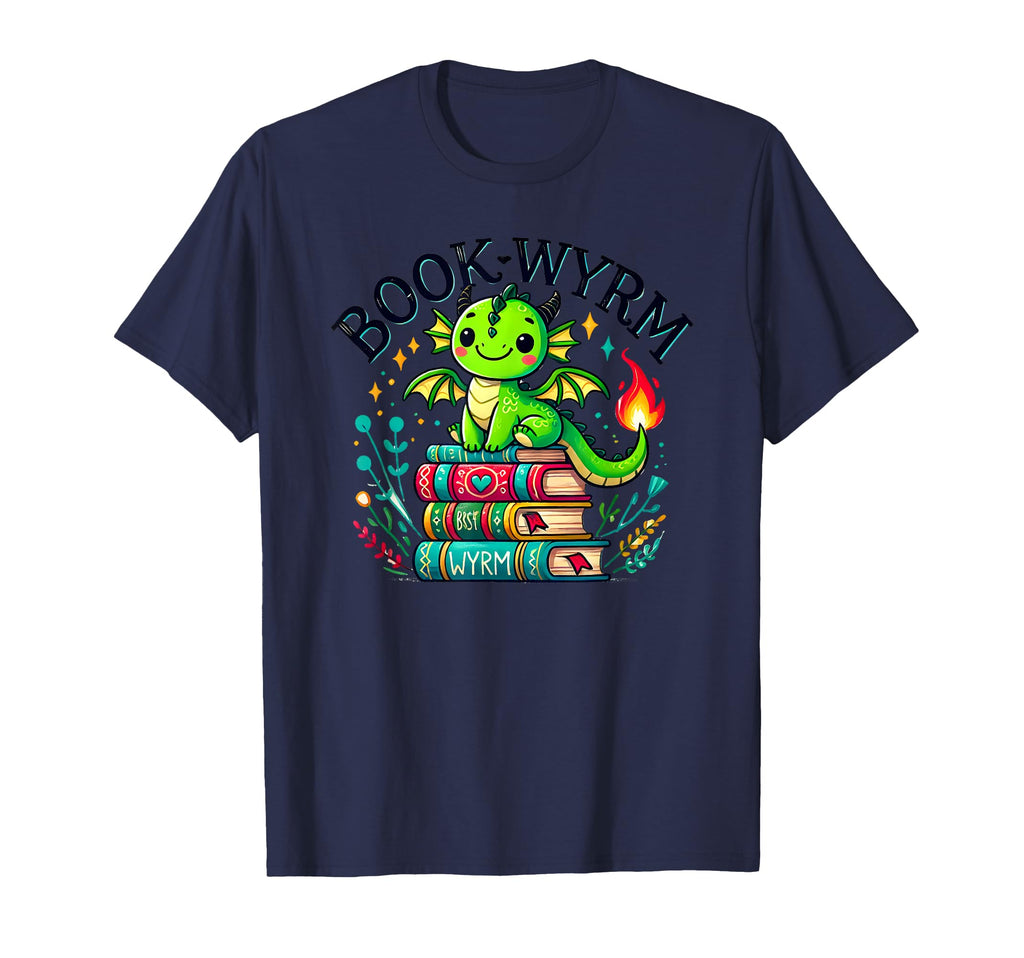 Kawaii Dragon Books Book Worm T-Shirt - Minimalist Print Unisex - T-Shirt, Sweatshirt, Hoodie