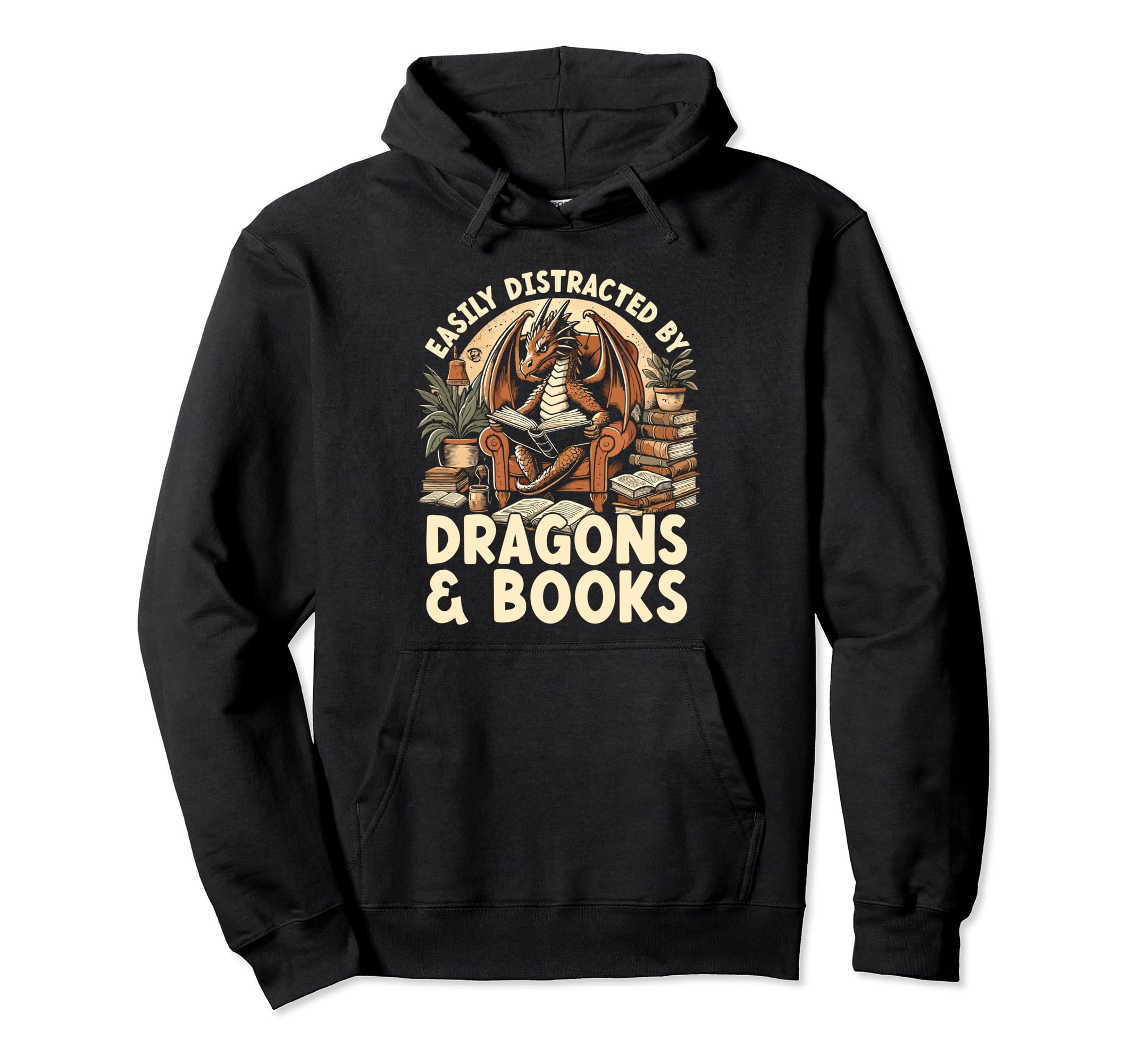 Easily Distracted Dragons Books Funny Hoodie - Streetwear Style Unisex - T-Shirt, Sweatshirt, Hoodie