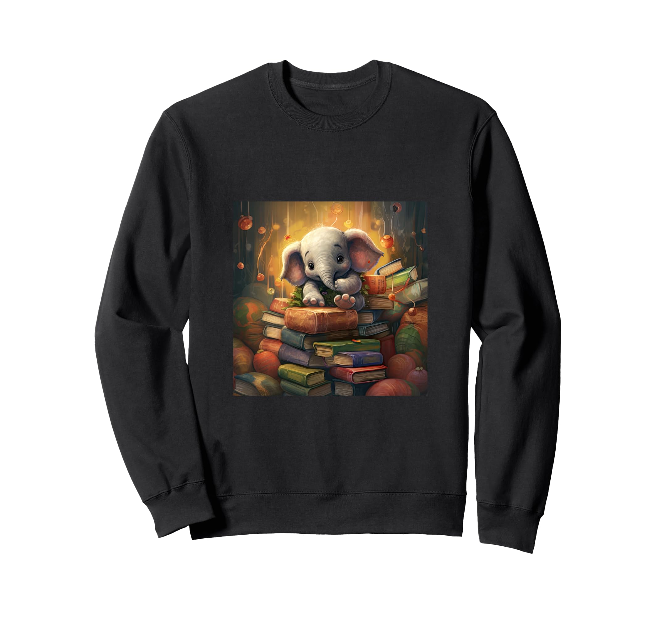 Book Nerd Elephant Reading Sweatshirt - Casual Everyday Wear Men Women - T-Shirt, Sweatshirt, Hoodie
