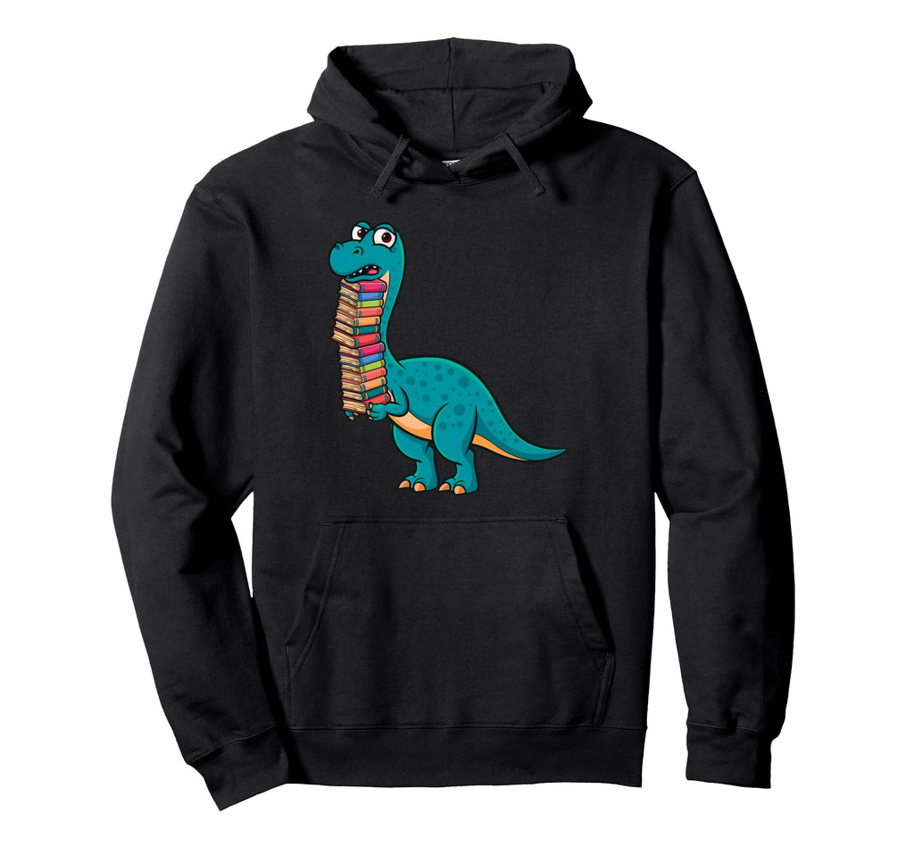 Dinosaur Carrying Books Love Book Hoodie - Minimalist Print for Adults - T-Shirt, Sweatshirt, Hoodie