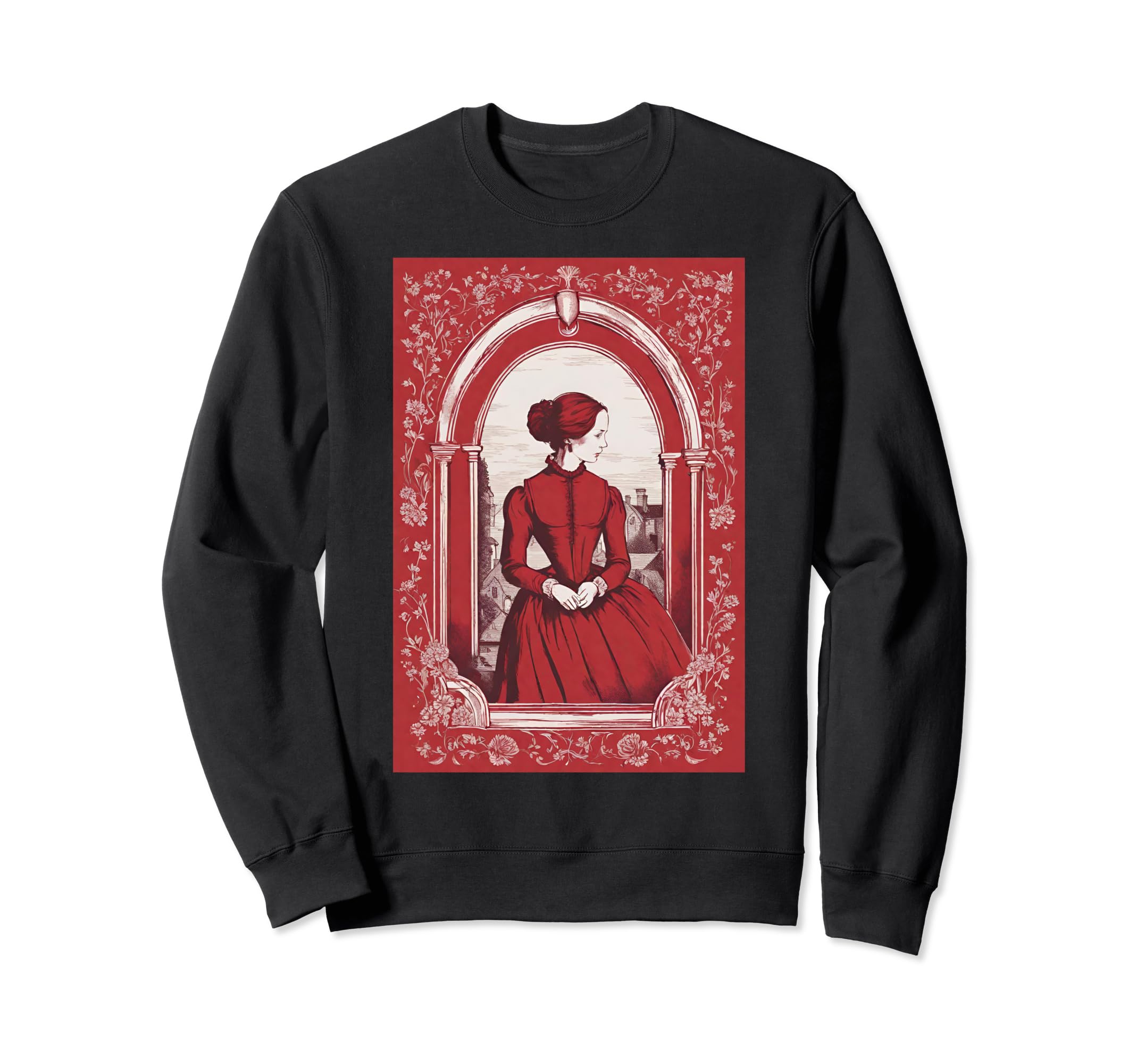 Jane Eyre Red Portrait Tribute Sweatshirt - Fun Novelty Design for Adults - T-Shirt, Sweatshirt, Hoodie