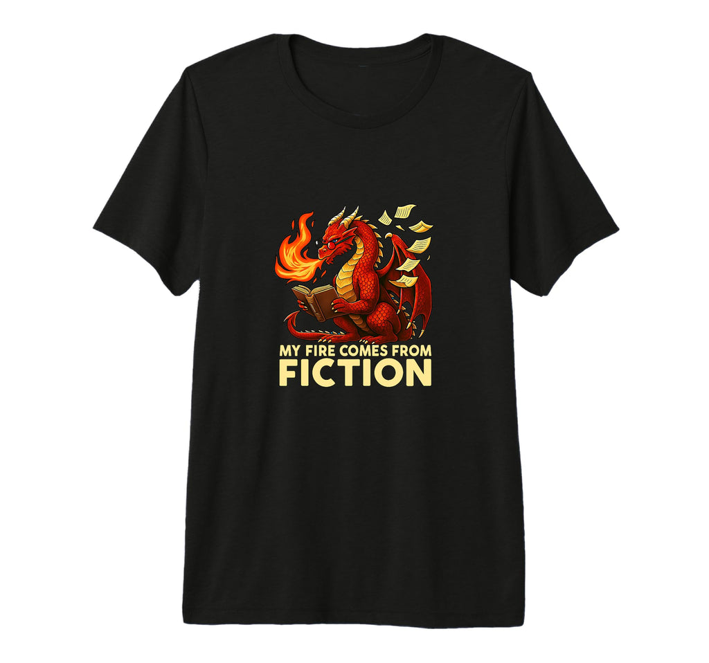 Fiery Dragon Breathing Books T-Shirt - Fun Novelty Design Men Women - T-Shirt, Sweatshirt, Hoodie
