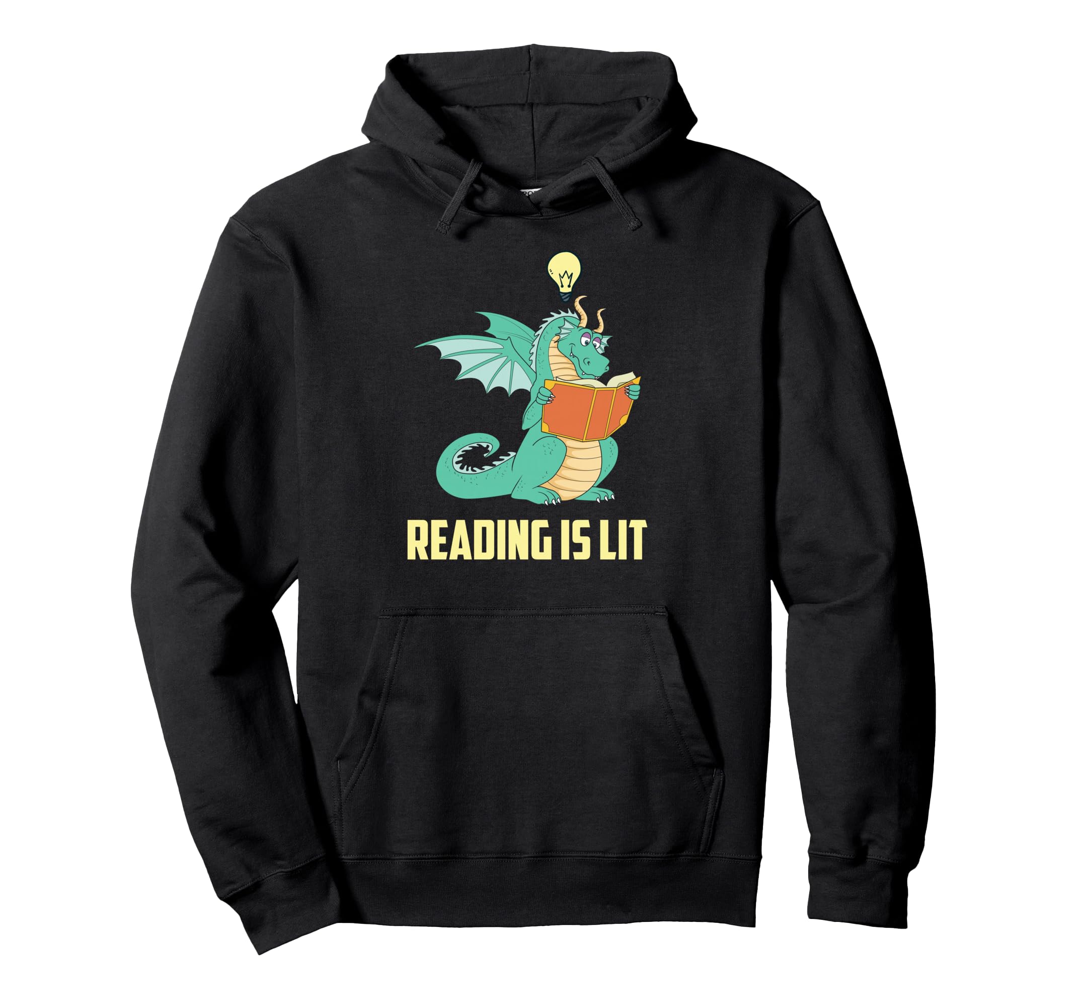 Reading Is Lit Book Dragon Fantasy Hoodie - Fun Novelty Design for Adults - T-Shirt, Sweatshirt, Hoodie