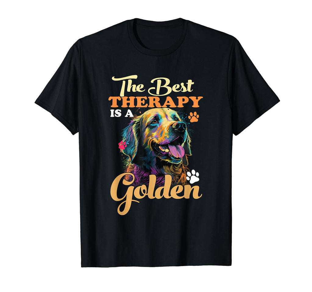 Best Therapy Is Golden Retriever Dog T-Shirt - Trendy Graphic for Adults - T-Shirt, Sweatshirt, Hoodie