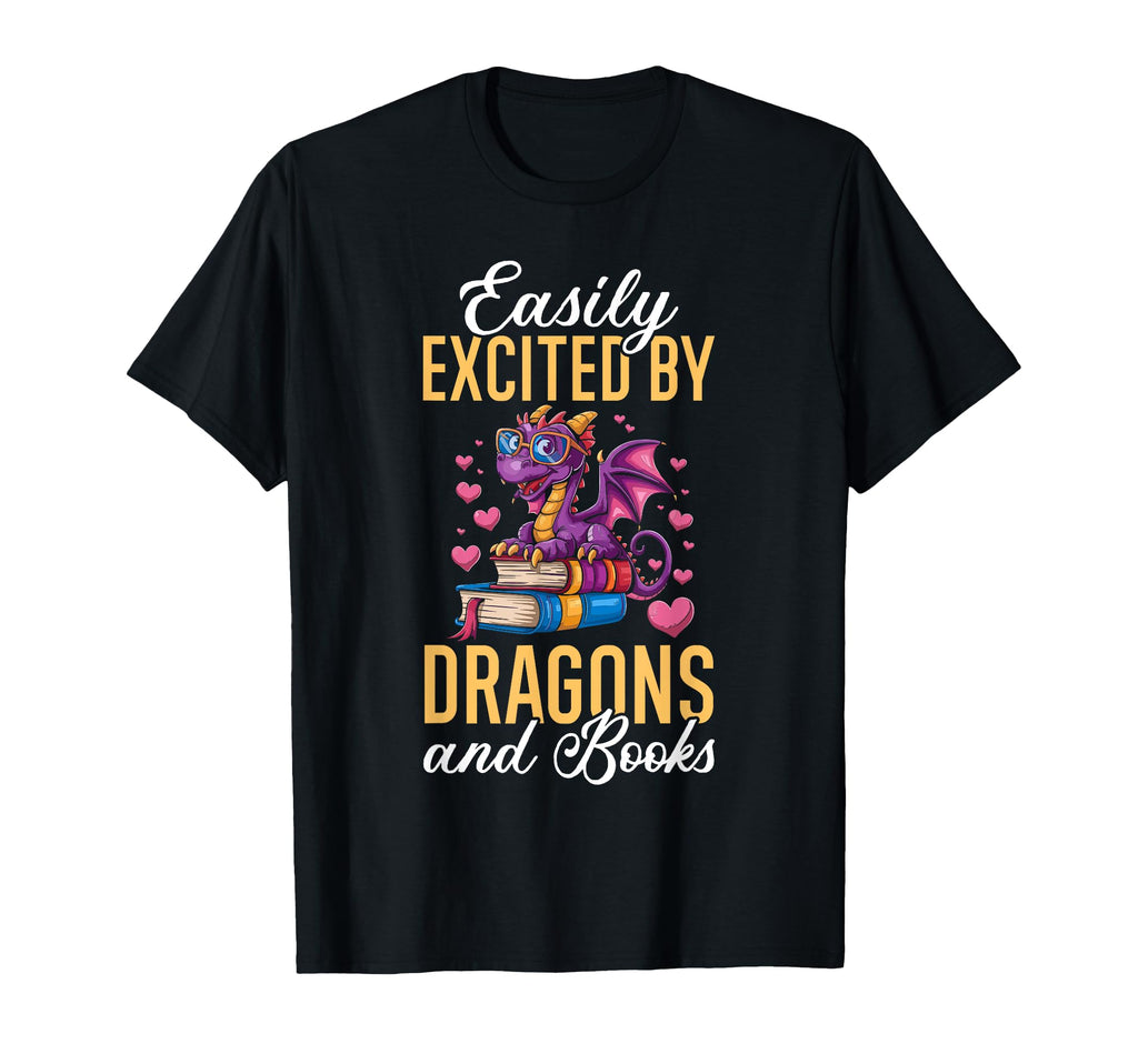 Dragon Reading Easily Excited Dragons T-Shirt - Streetwear Style Unisex - T-Shirt, Sweatshirt, Hoodie