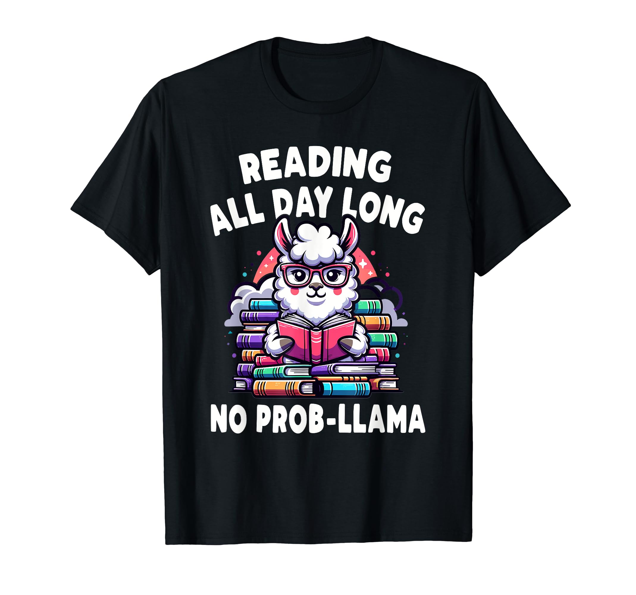 No Probllama Llama Alpaca Book Readers T-Shirt - Aesthetic Graphic Unisex - T-Shirt, Sweatshirt, Hoodie