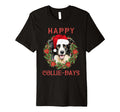 Happy Collie Days Dog And Wreath T-Shirt - Custom Art Print for Adults - T-Shirt, Sweatshirt, Hoodie